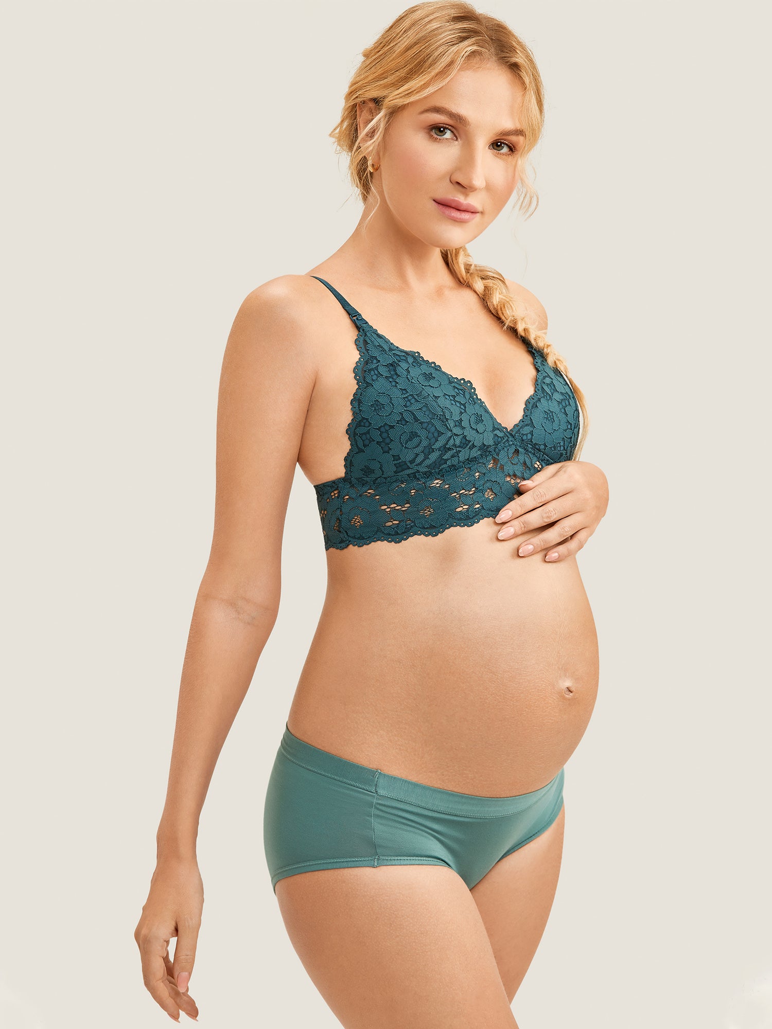 Lace Plunge Nursing Bralette Spruce Green