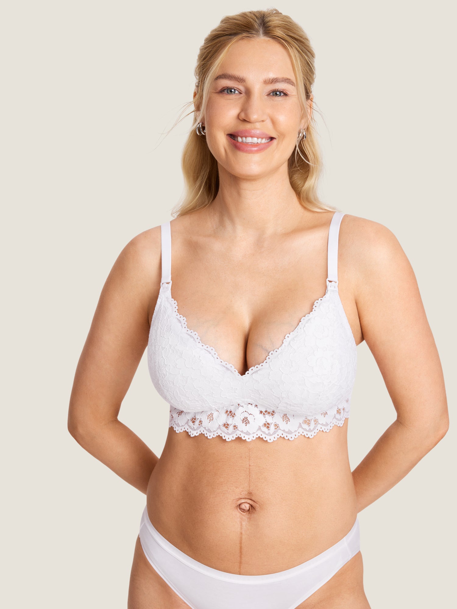 More Support Lace Nursing Bralette Snow White