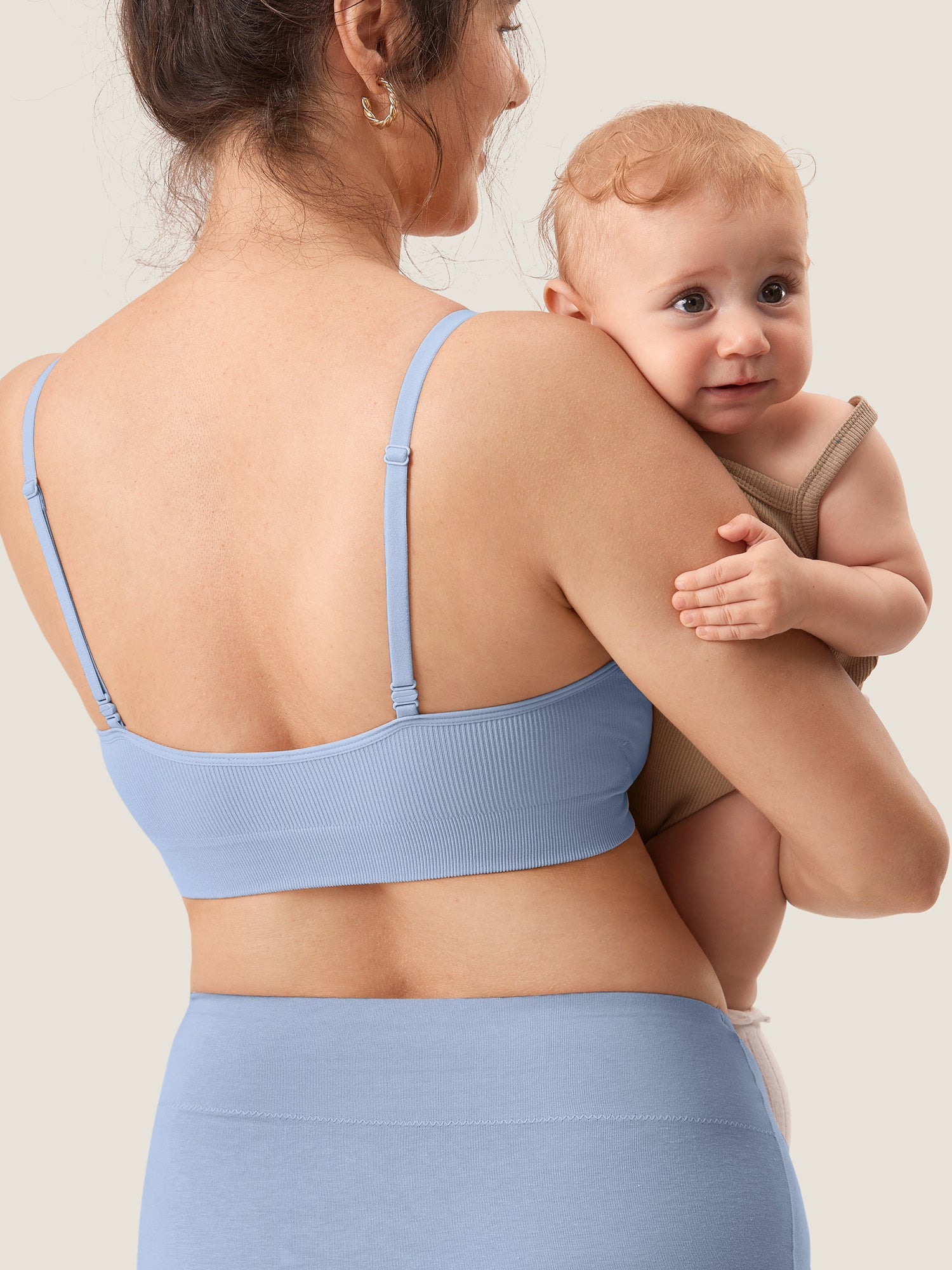 Ribbed Scoop Nursing Bralette Moonlight Blue