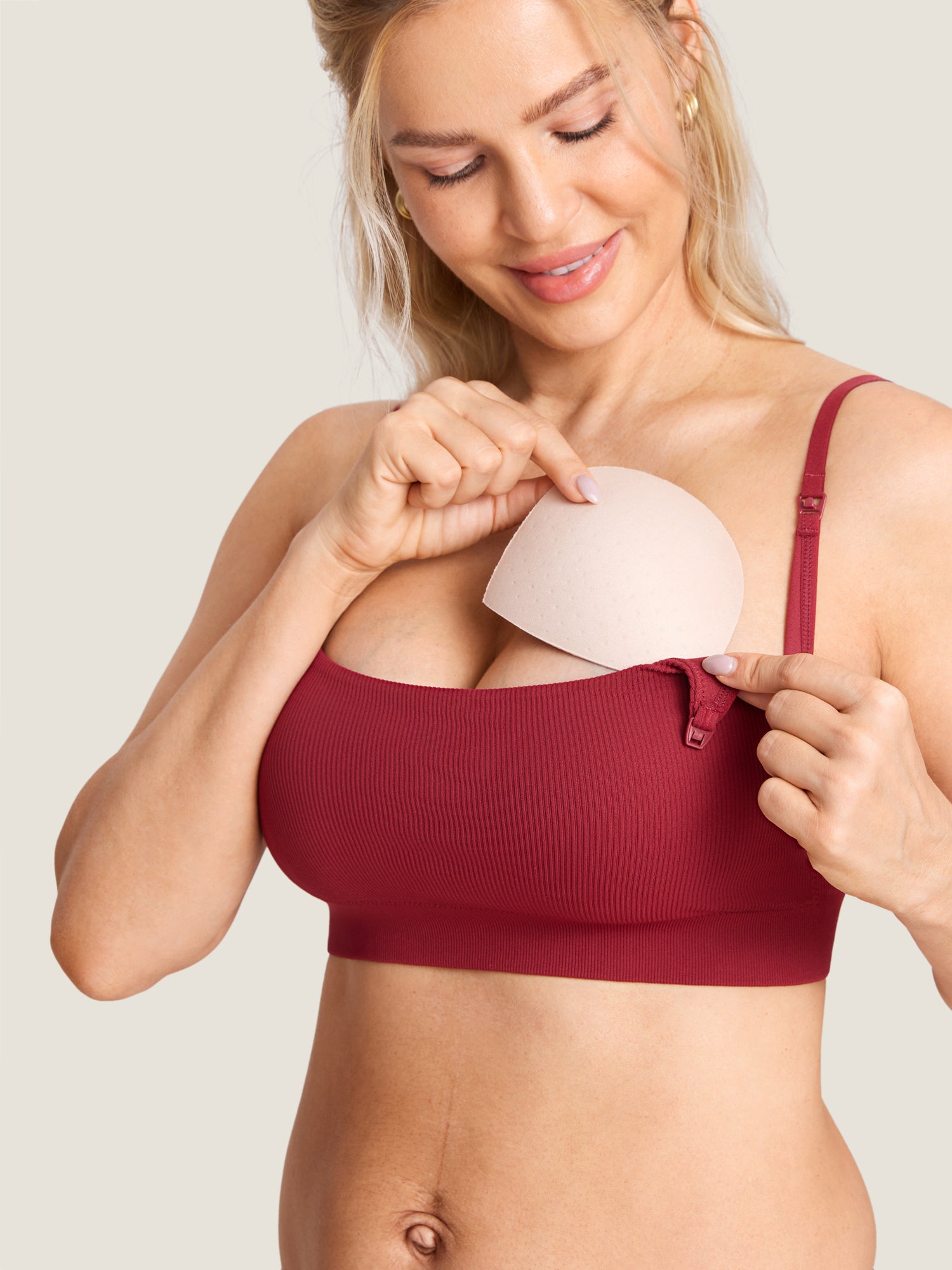 Ribbed Scoop Nursing Bralette Cerise