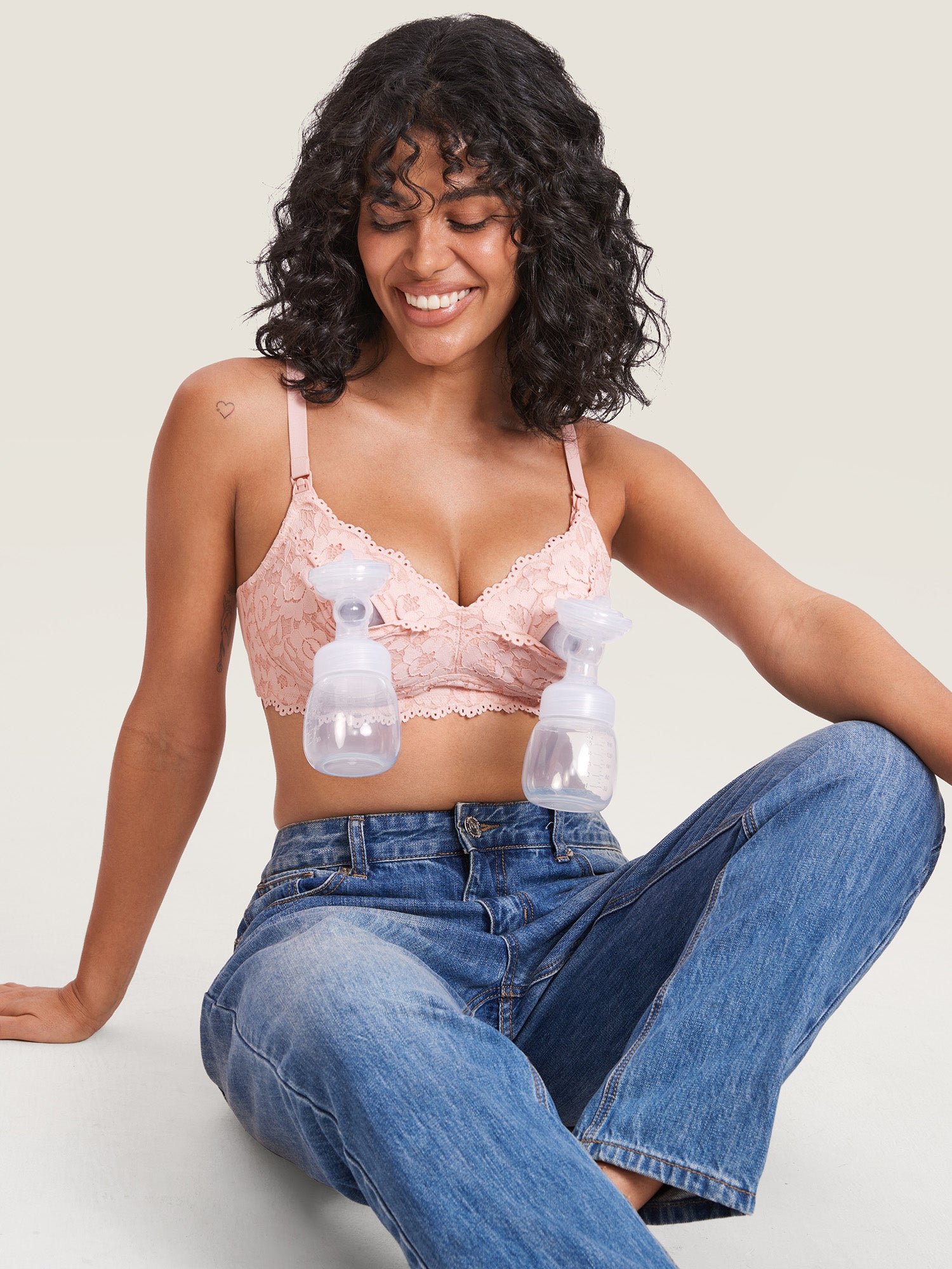 Cotton Lining Hands Free Pumping Bra Blush Pink