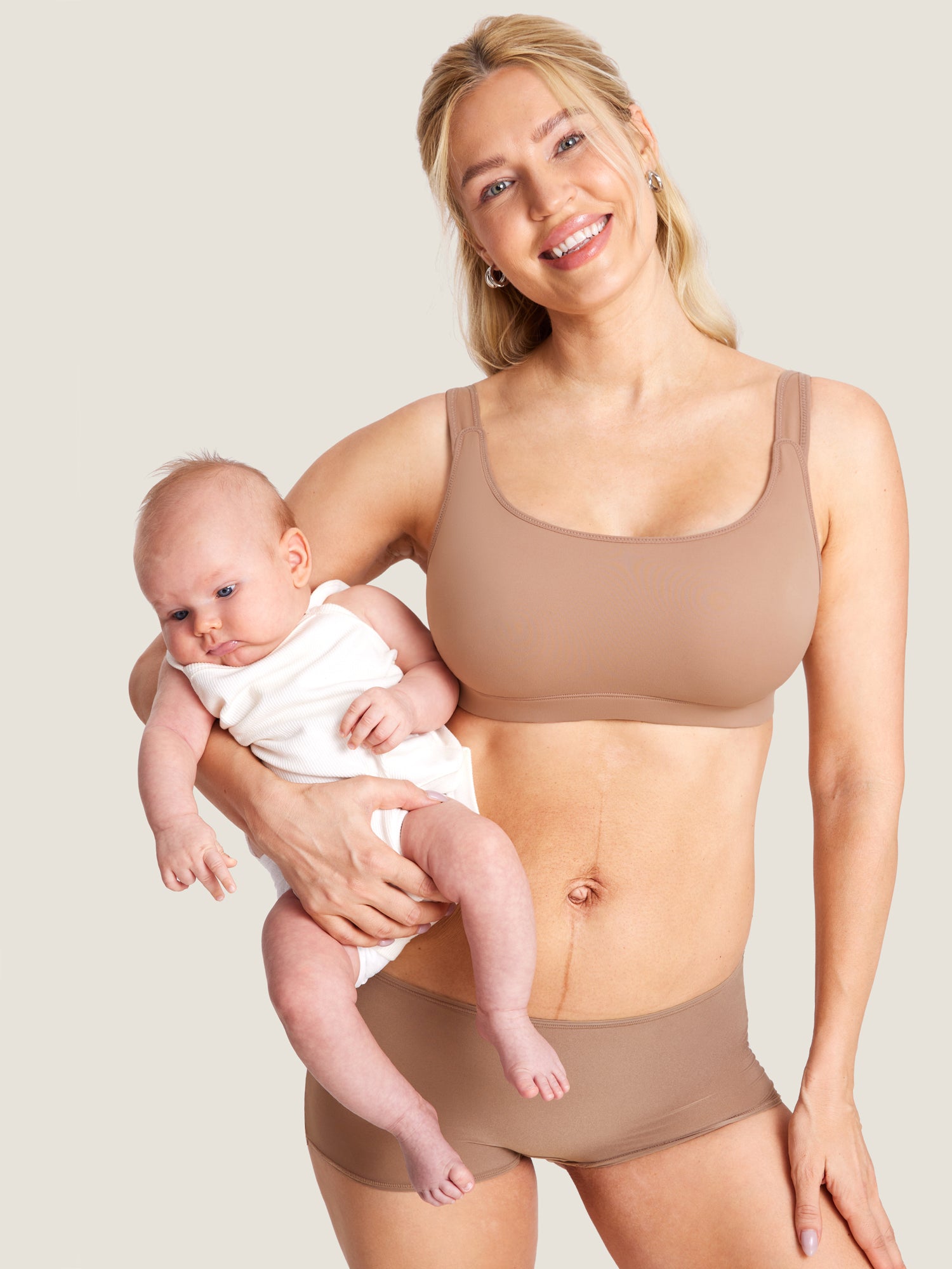 Natrelax™ Velcro All-in-One Nursing & Pumping Bra Gravel Beige