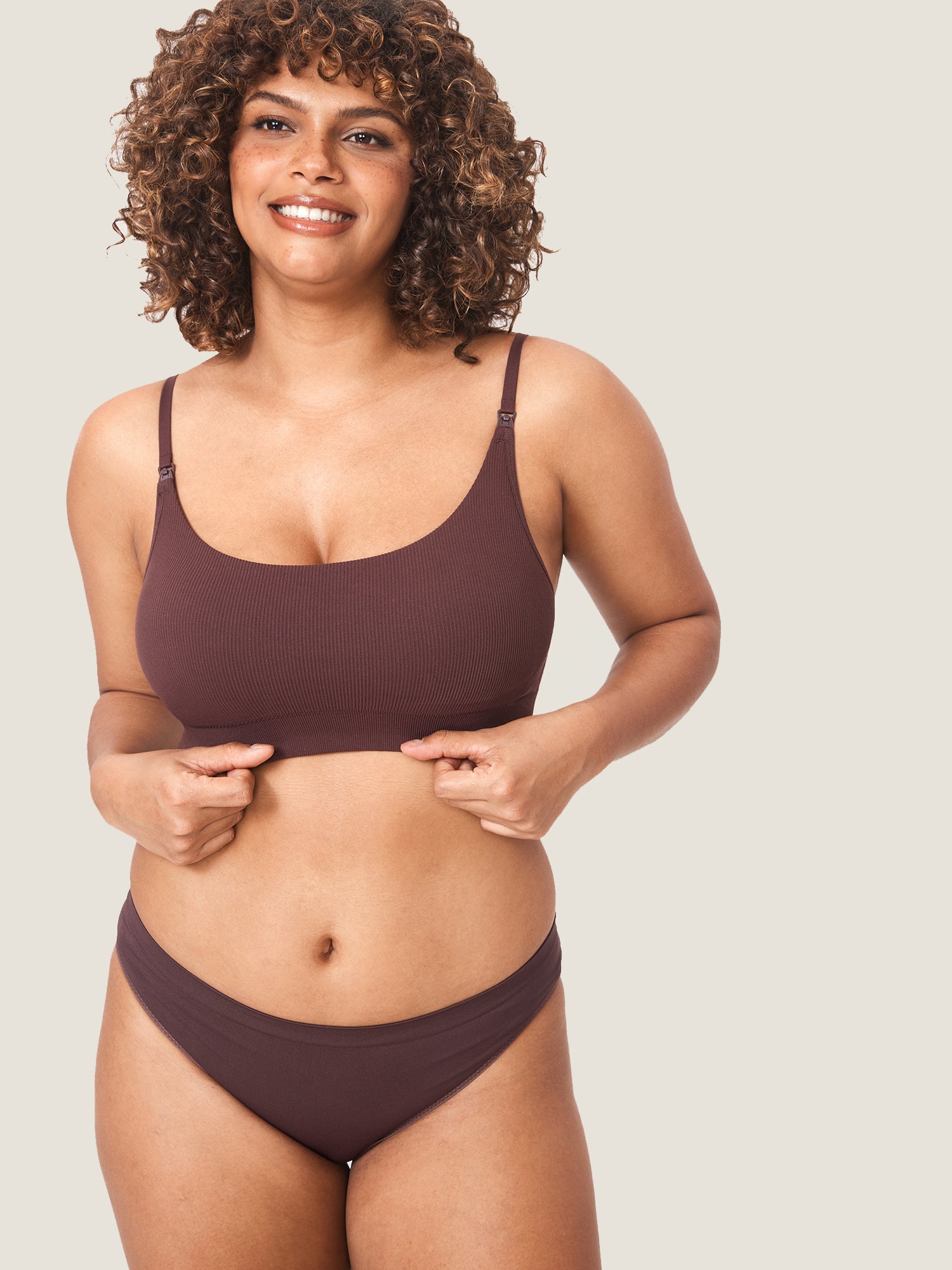 Ribbed Scoop Nursing Bralette Hazelnut