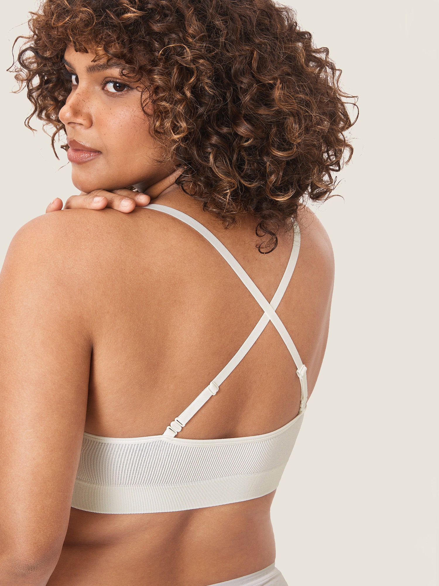 Ribbed Scoop Nursing Bralette Iceland White