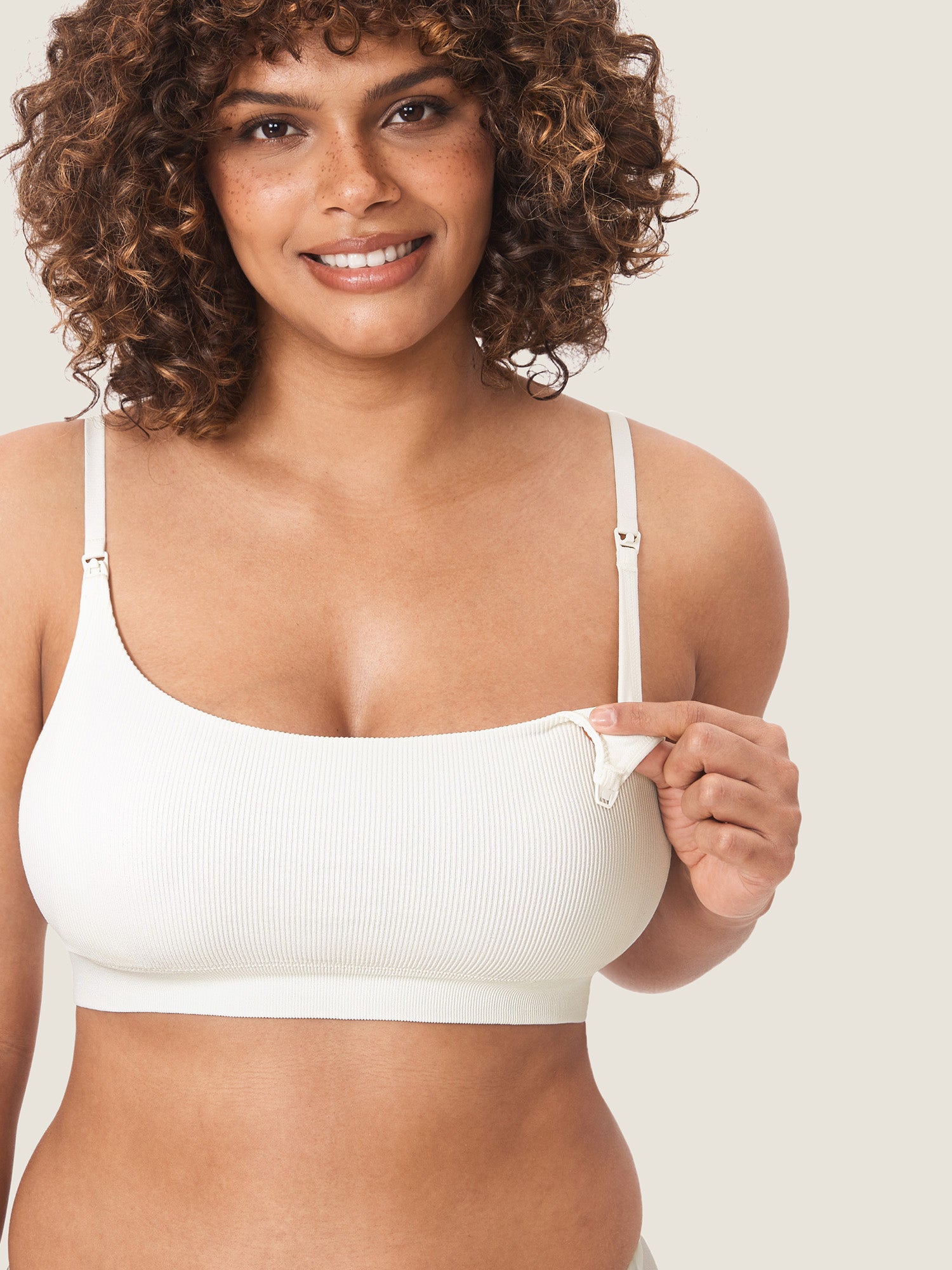 Ribbed Scoop Nursing Bralette Iceland White