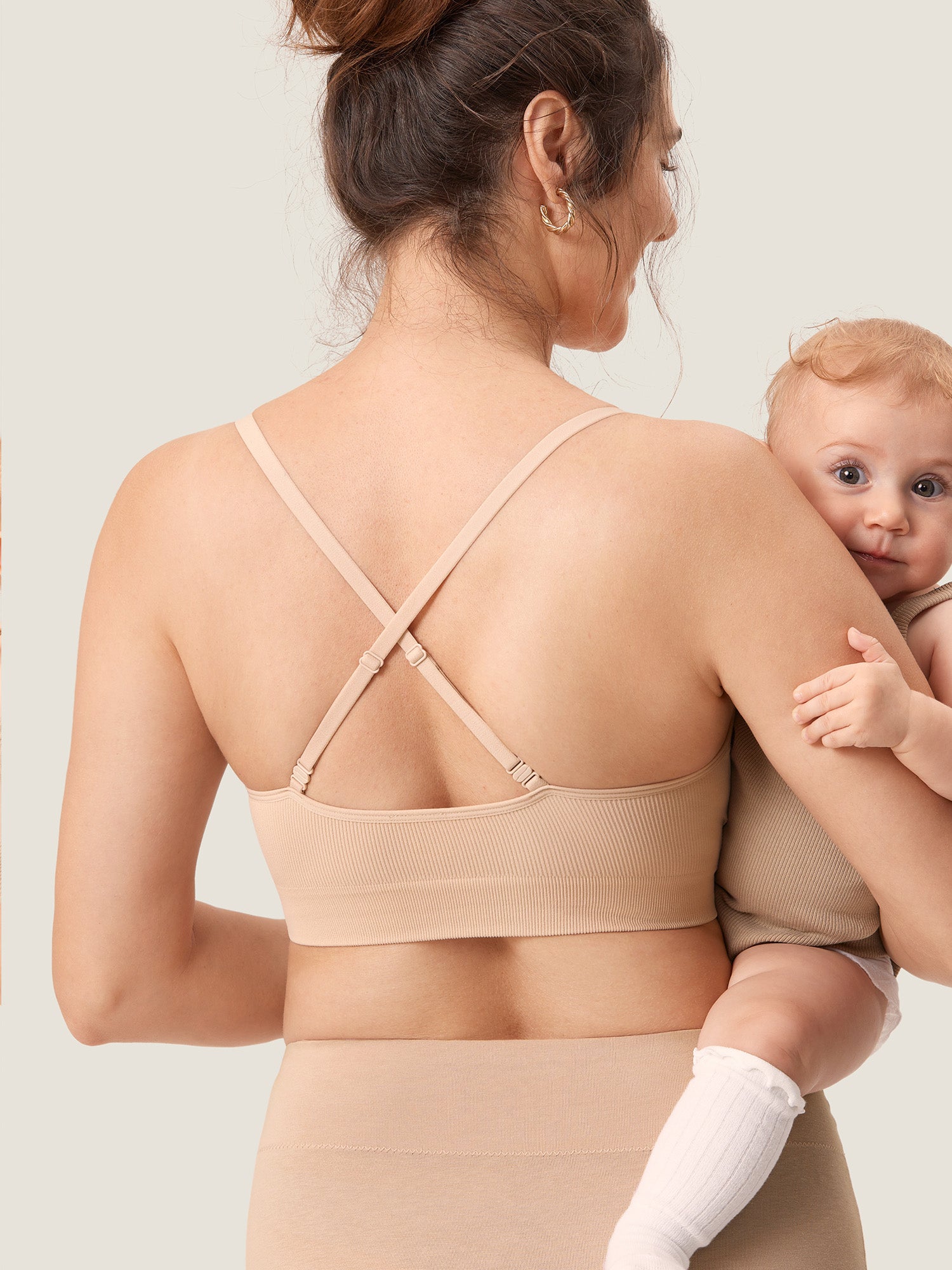 Ribbed Scoop Nursing Bralette Beige