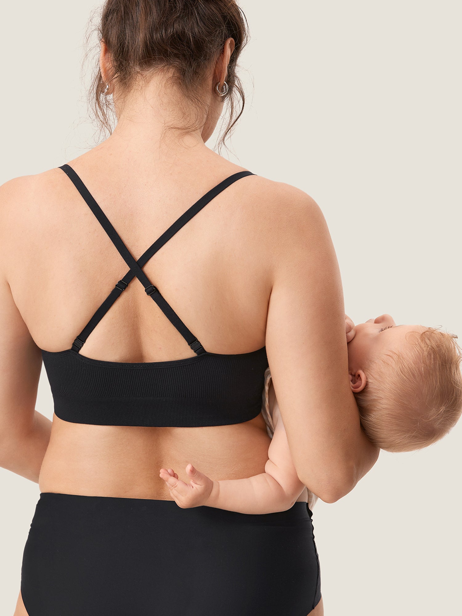 Ribbed Scoop Nursing Bralette Black