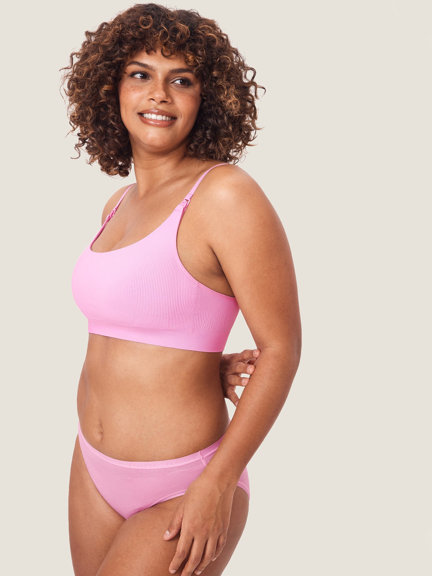 Ribbed Scoop Nursing Bralette Candy Pink