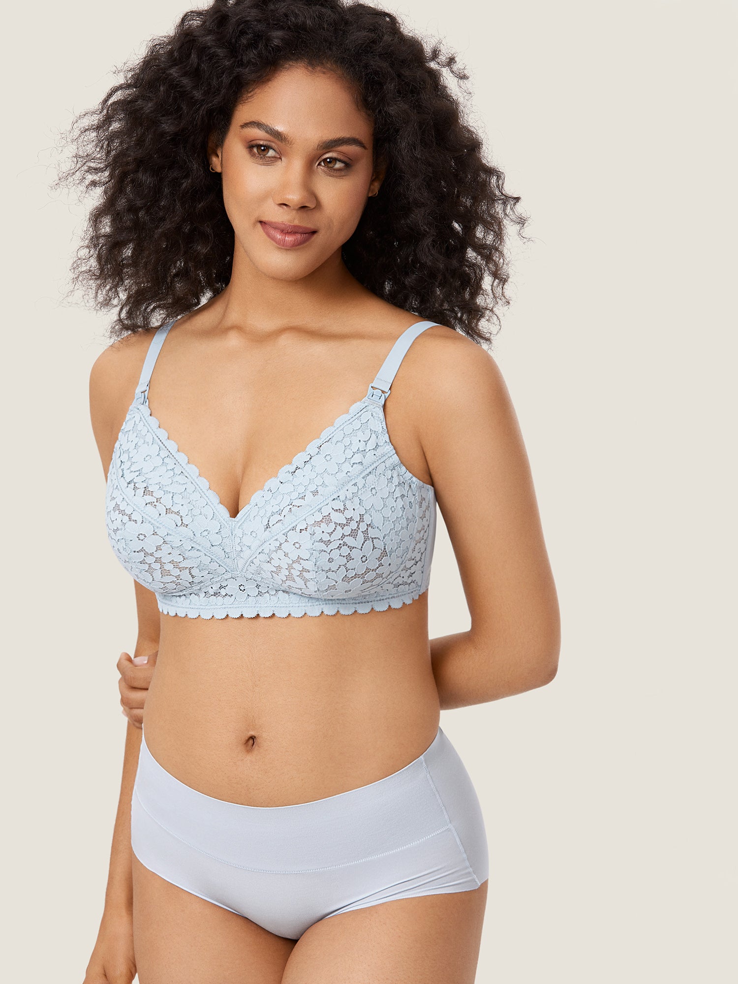 Lace Hands Free Pumping Bra Arctic blue