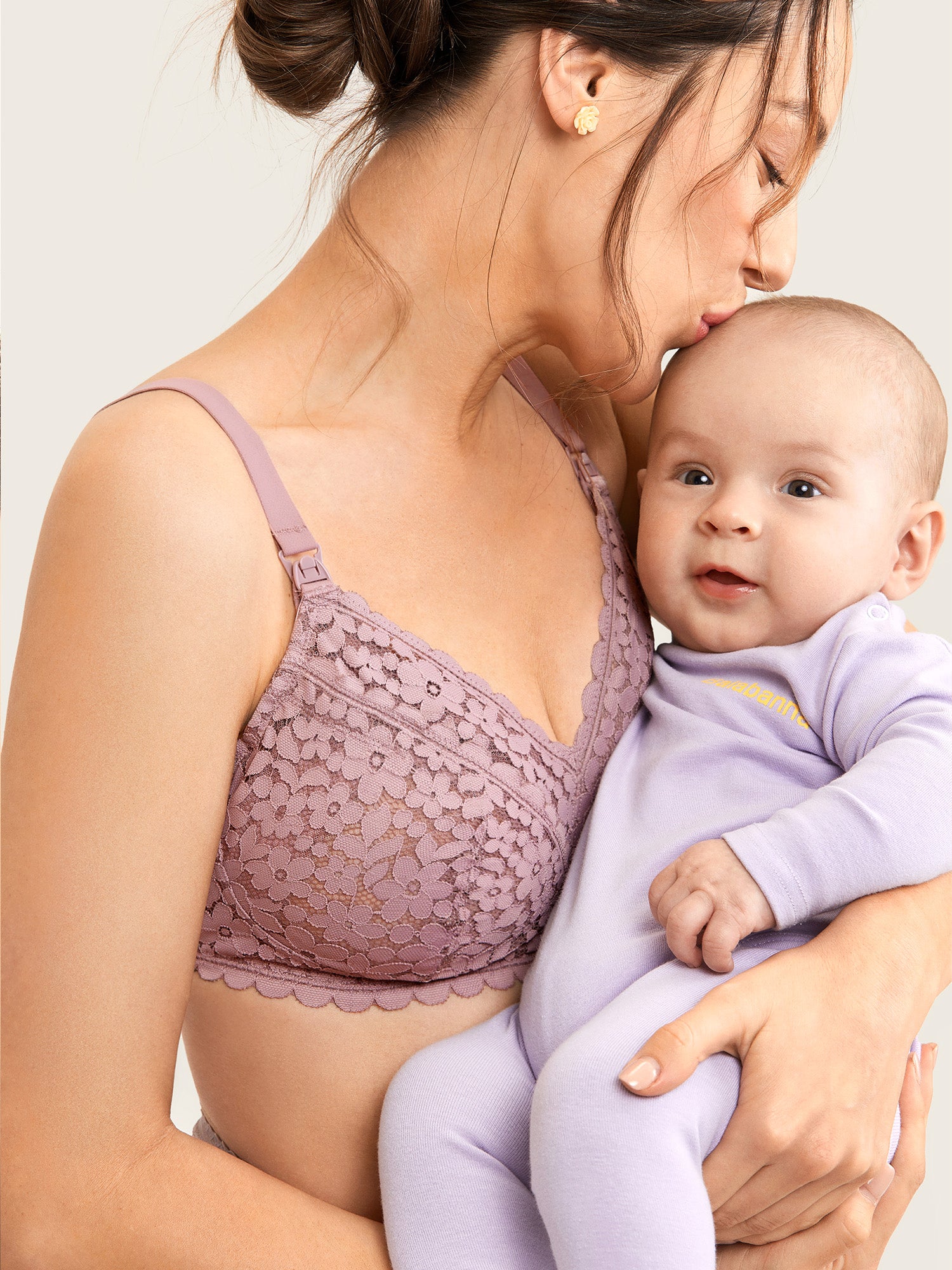 Lace Hands Free Pumping Bra Rose Brown