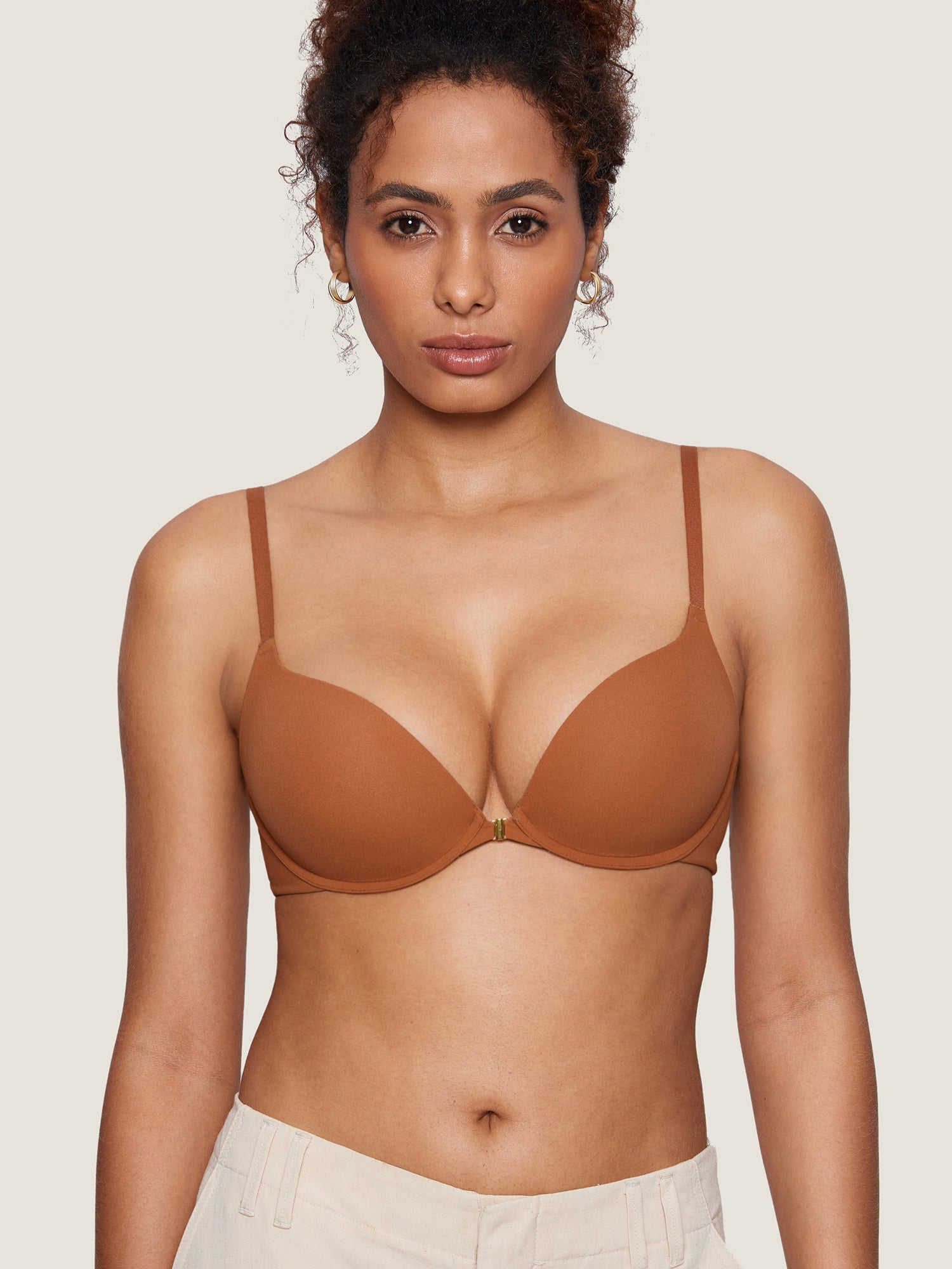 Inbarely® Front Closure T-shirt Bra Bronze Beige