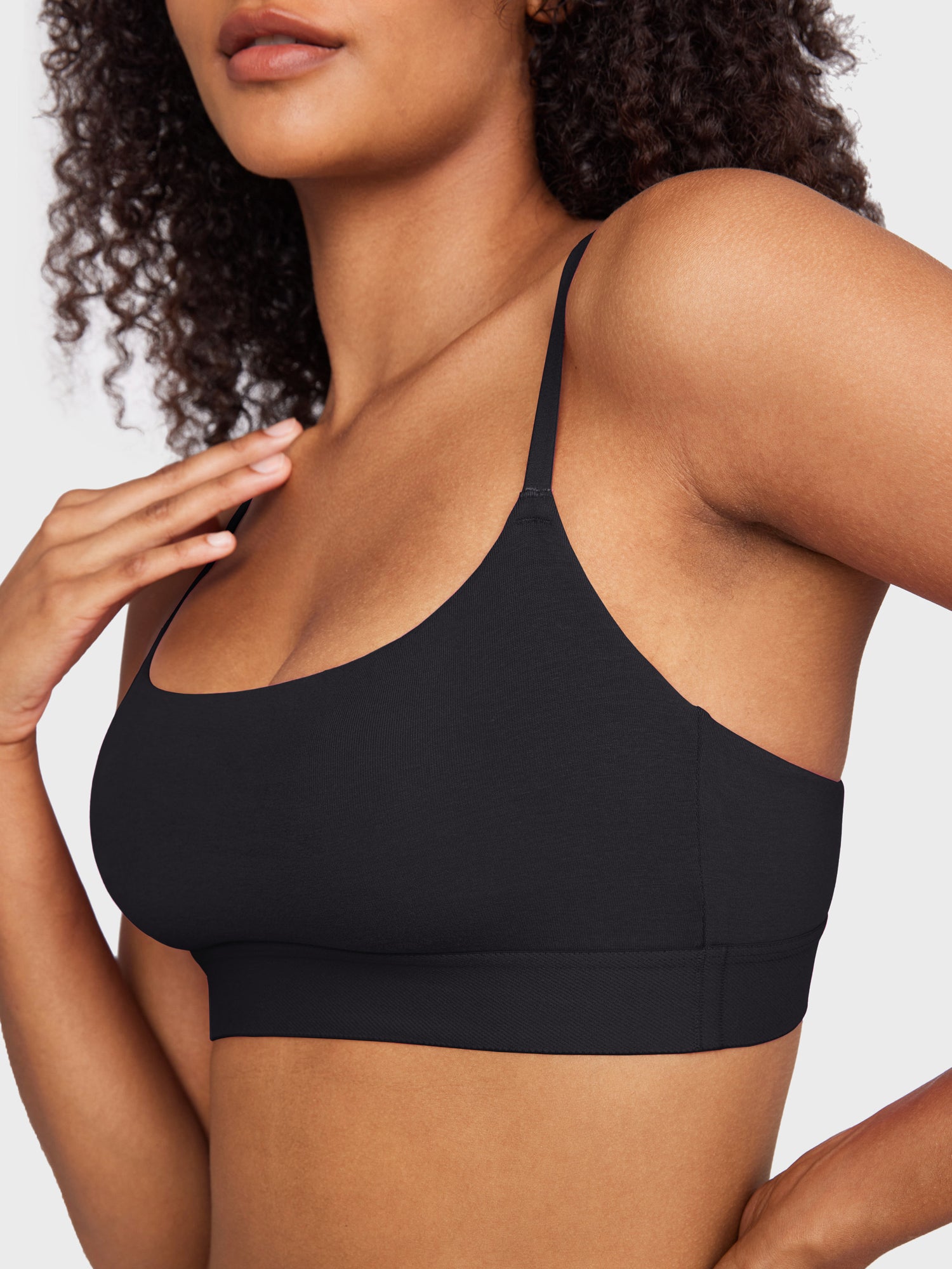 Basic Cotton Scoop Bralette Black