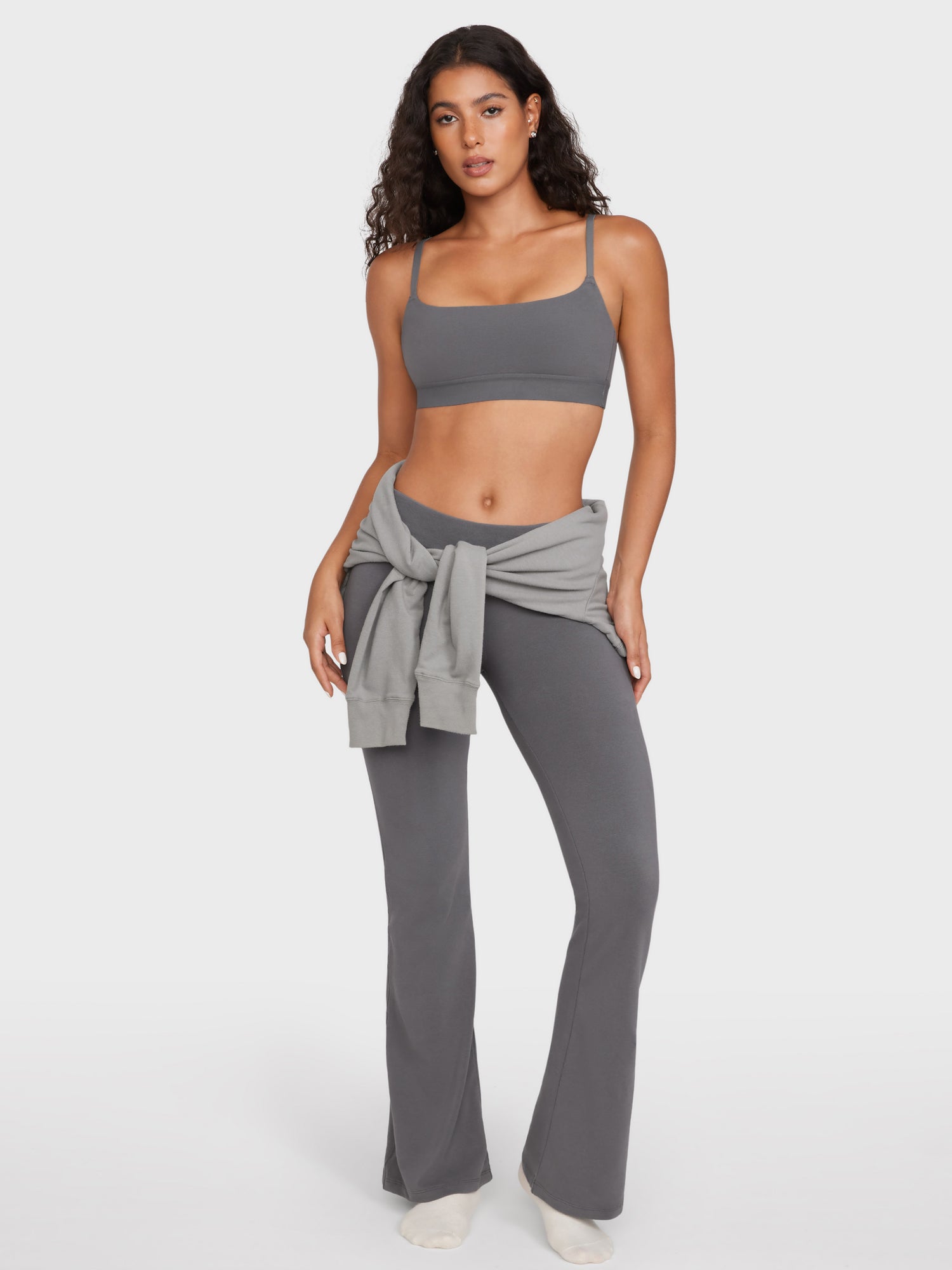 Basic Cotton Scoop Bralette Lava Smoke Grey