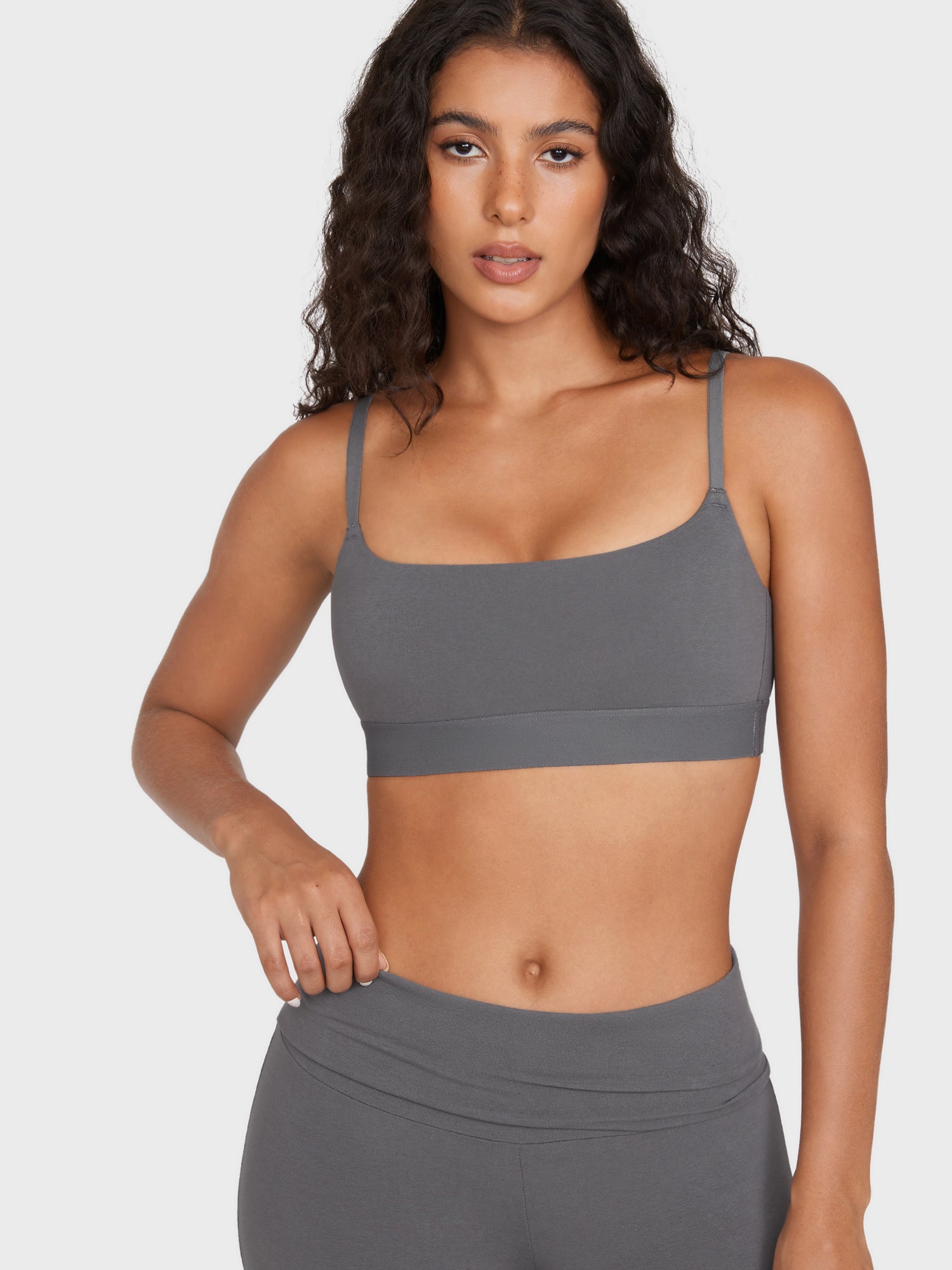 Basic Cotton Scoop Bralette Lava Smoke Grey