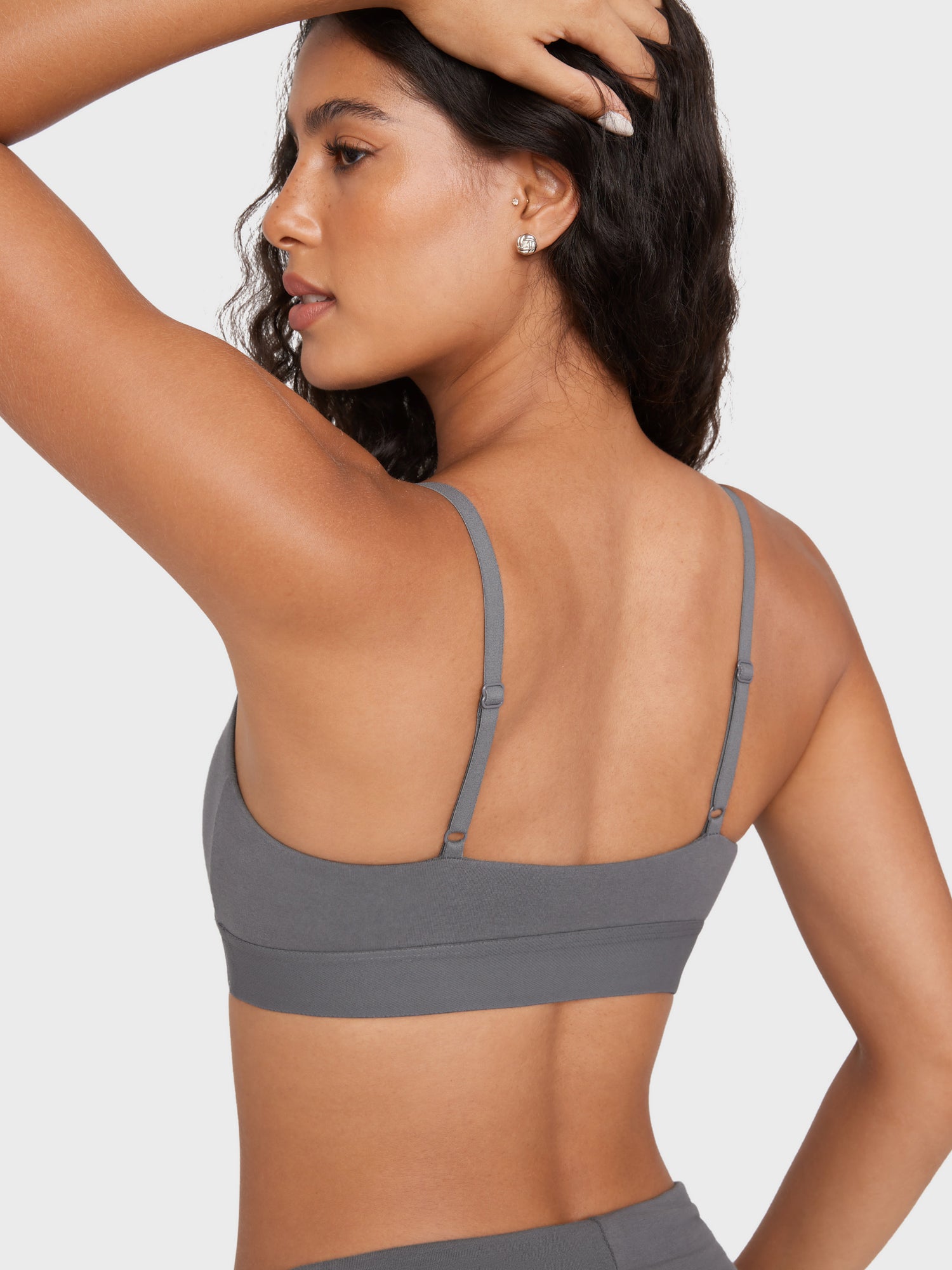 Basic Cotton Scoop Bralette Lava Smoke Grey