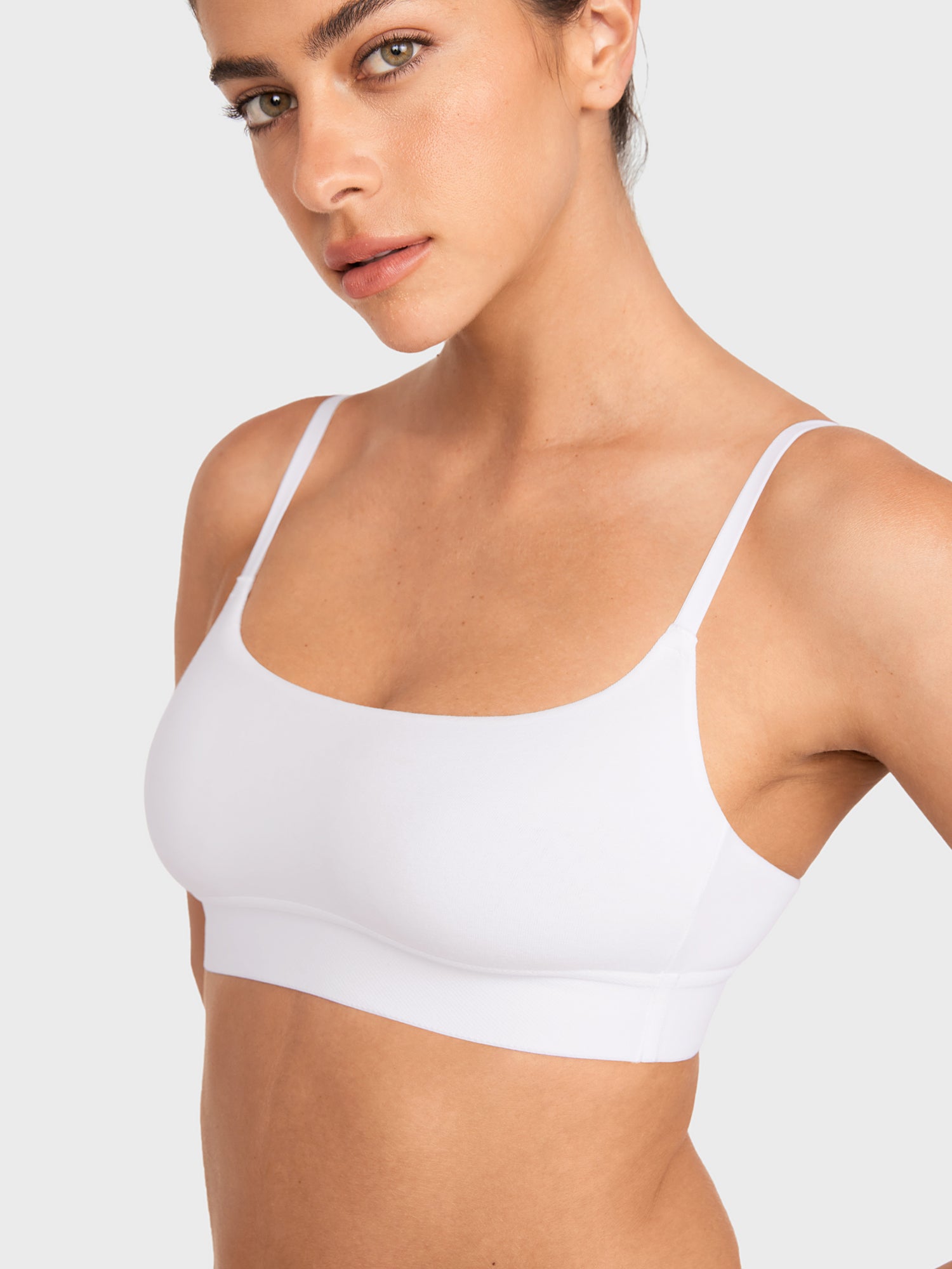 Basic Cotton Scoop Bralette White