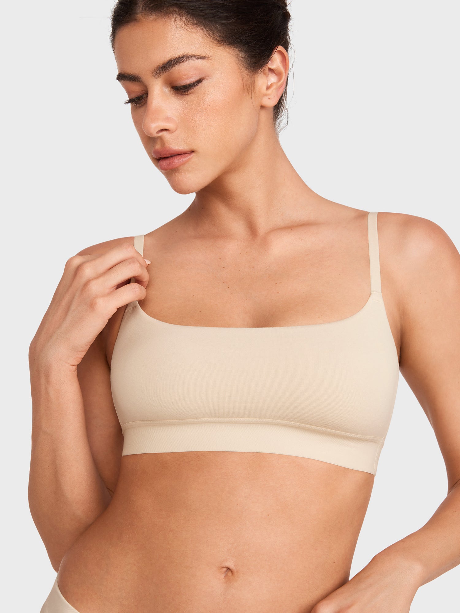 Basic Cotton Scoop Bralette White Opal