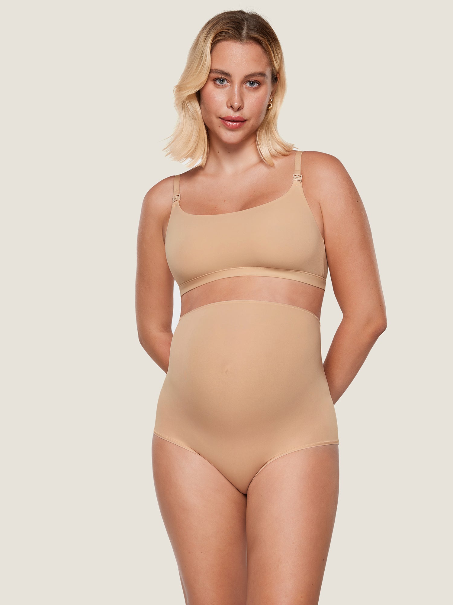 Inbarely® Soft High Waist Maternity Underwear - 2 Pack Warm Beige (2pack)