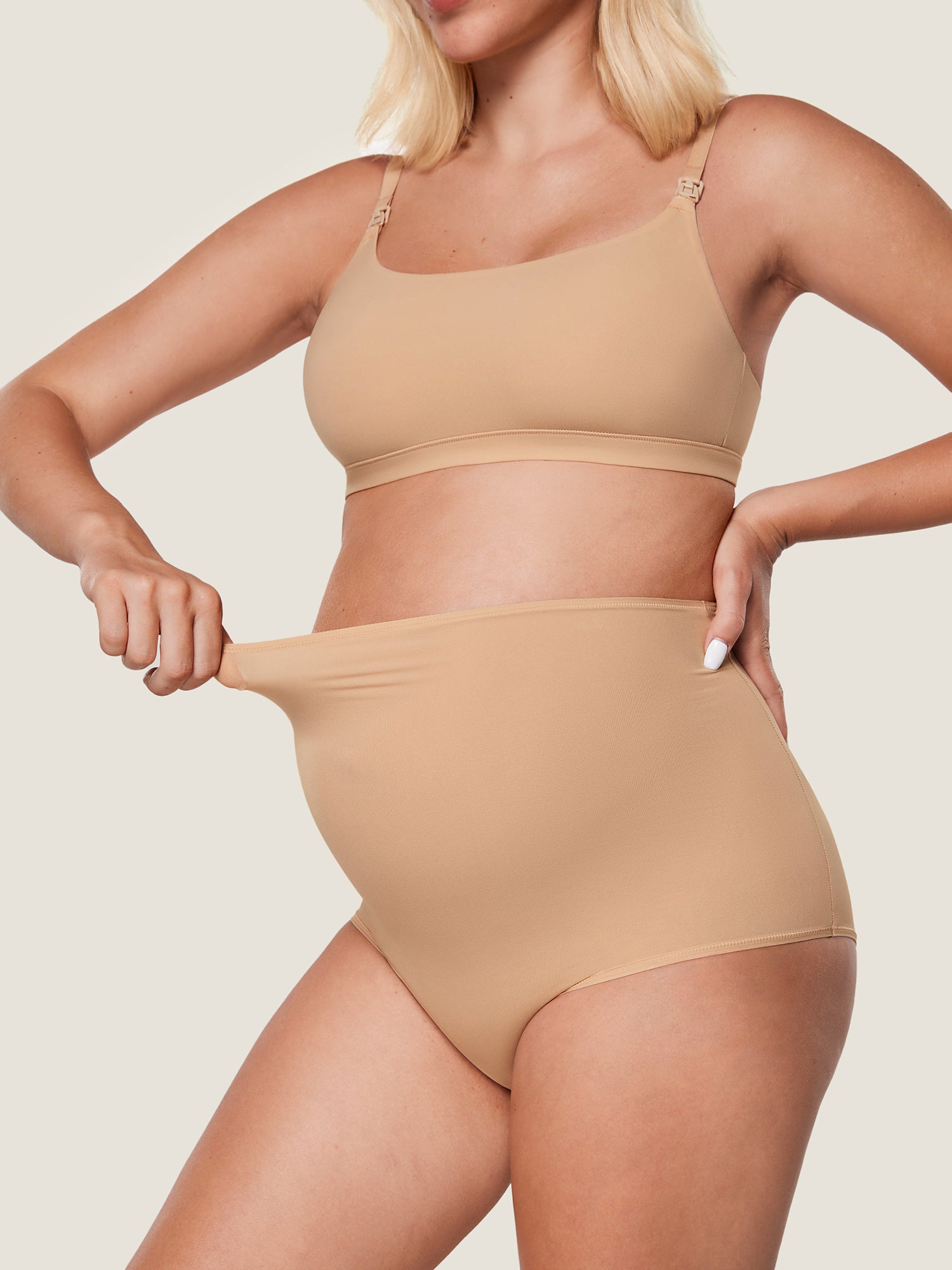 Inbarely® Soft High Waist Maternity Underwear - 2 Pack Warm Beige (2pack)