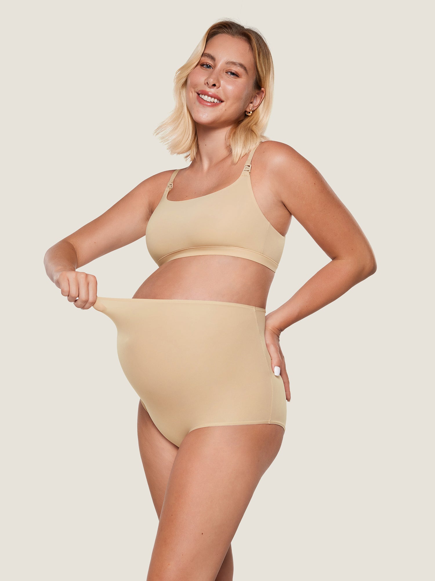 Inbarely® Soft High Waist Maternity Underwear - 2 Pack Light Oatmeal (2pack)