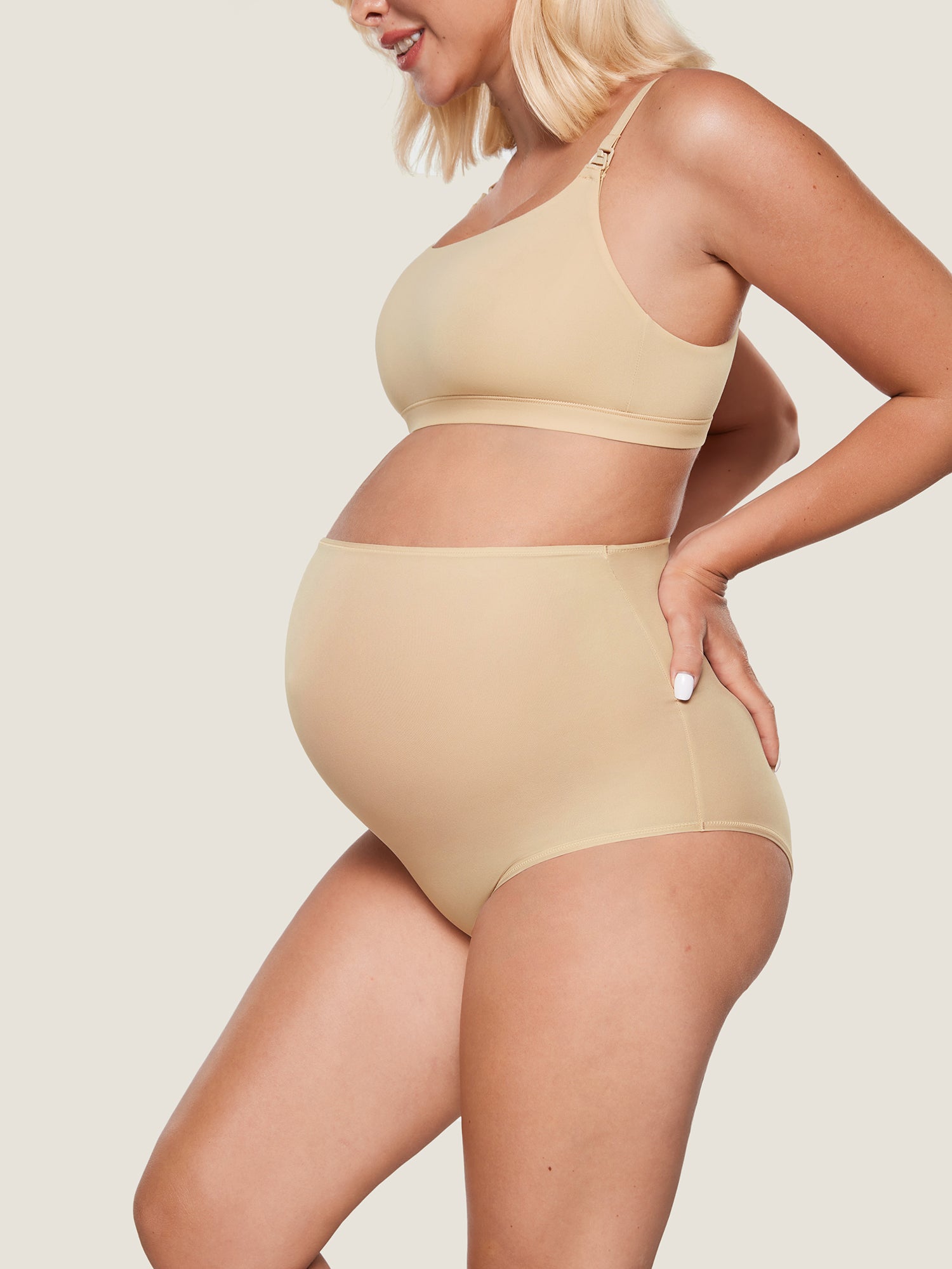 Inbarely® Soft High Waist Maternity Underwear - 2 Pack Light Oatmeal (2pack)