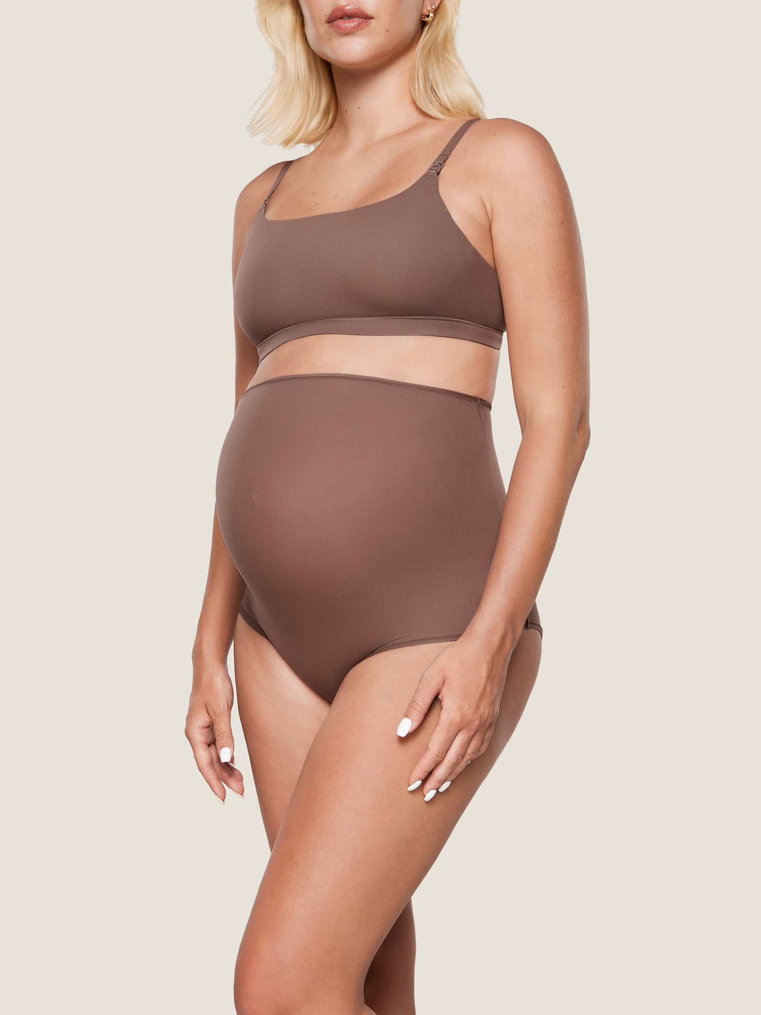 Inbarely® Soft High Waist Maternity Underwear - 2 Pack Brown Purple (2pack)