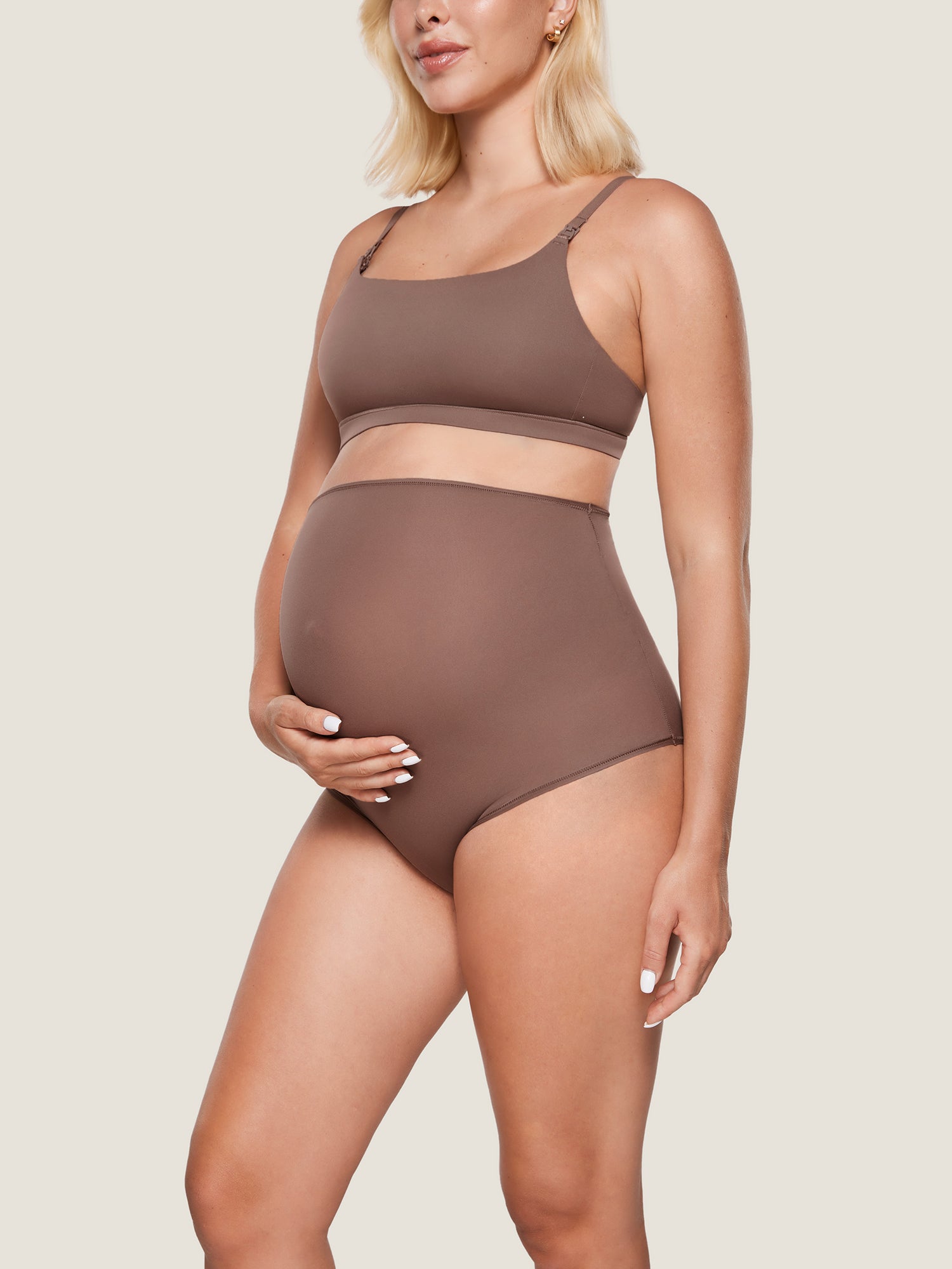 Inbarely® Soft High Waist Maternity Underwear - 2 Pack Brown Purple (2pack)