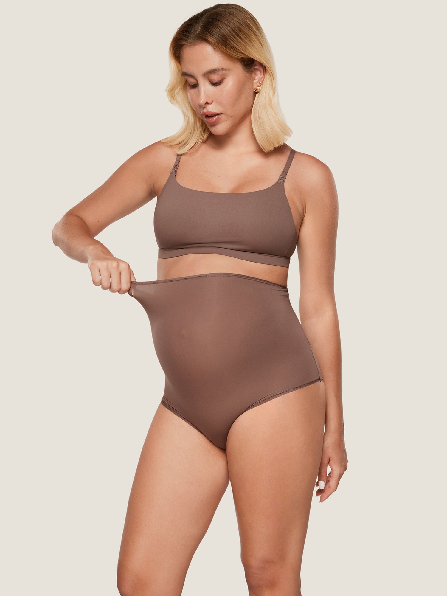 Inbarely® Soft High Waist Maternity Underwear - 2 Pack Brown Purple (2pack)