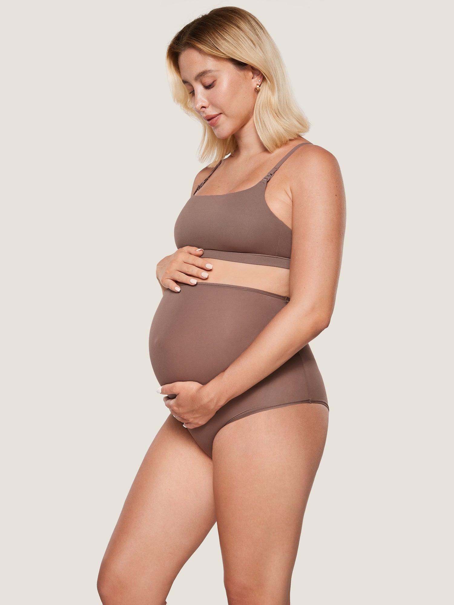 Inbarely® Soft High Waist Maternity Underwear - 2 Pack Brown Purple (2pack)