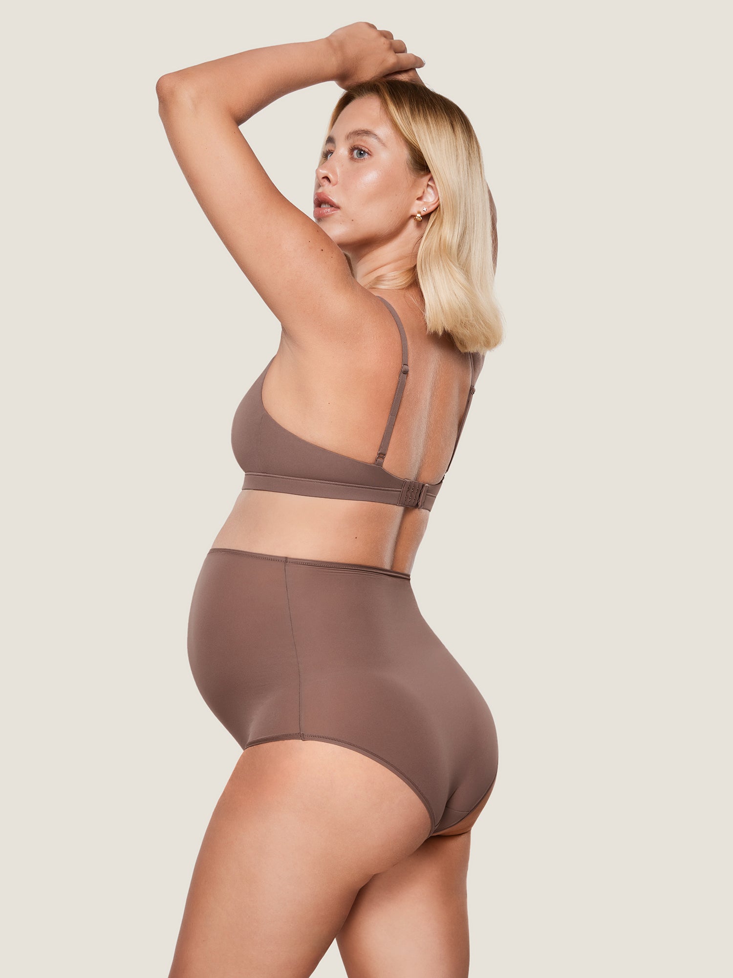 Inbarely® Soft High Waist Maternity Underwear - 2 Pack Brown Purple (2pack)