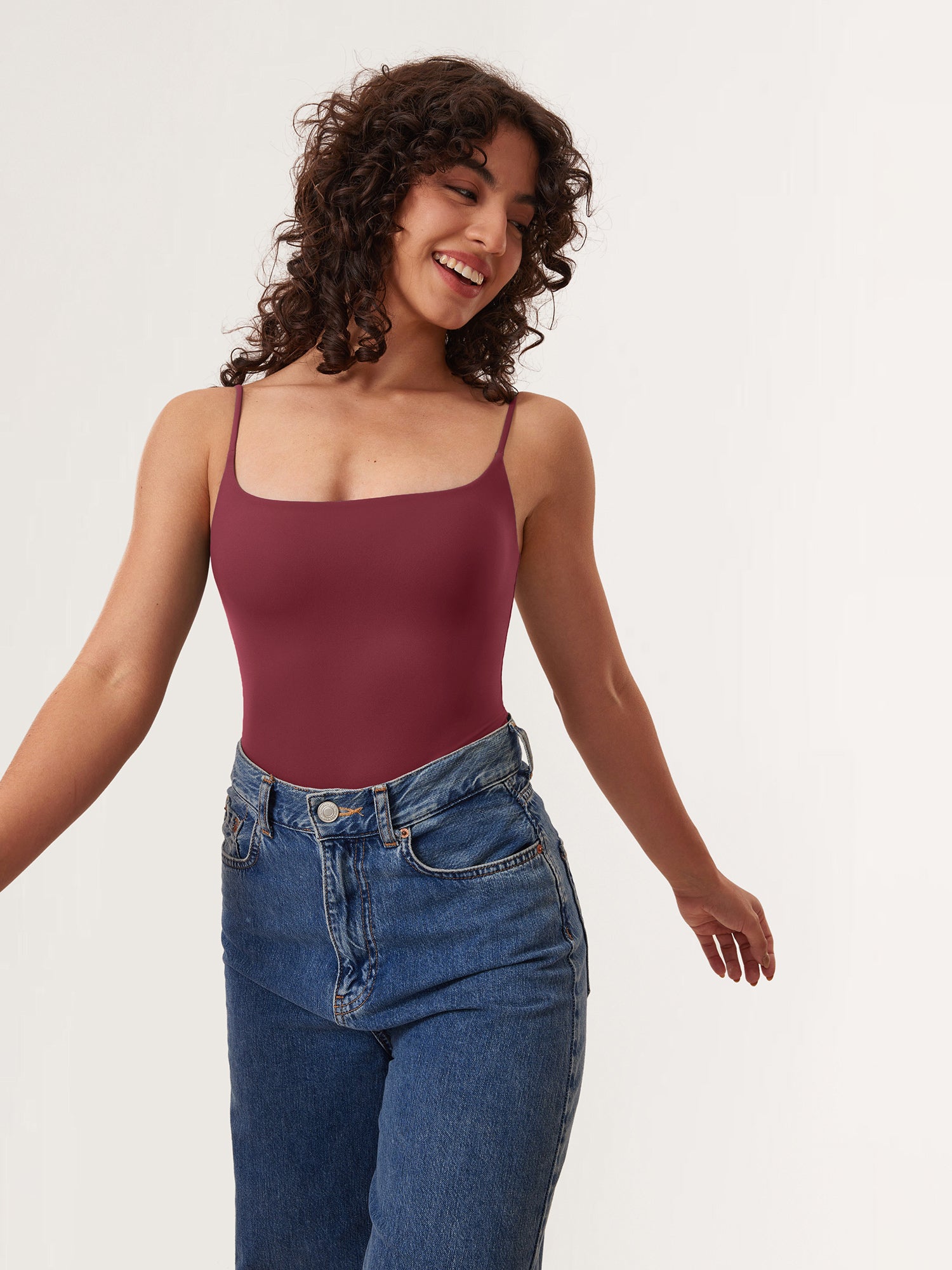 Inbarely® Cami Bodysuit Dark Red