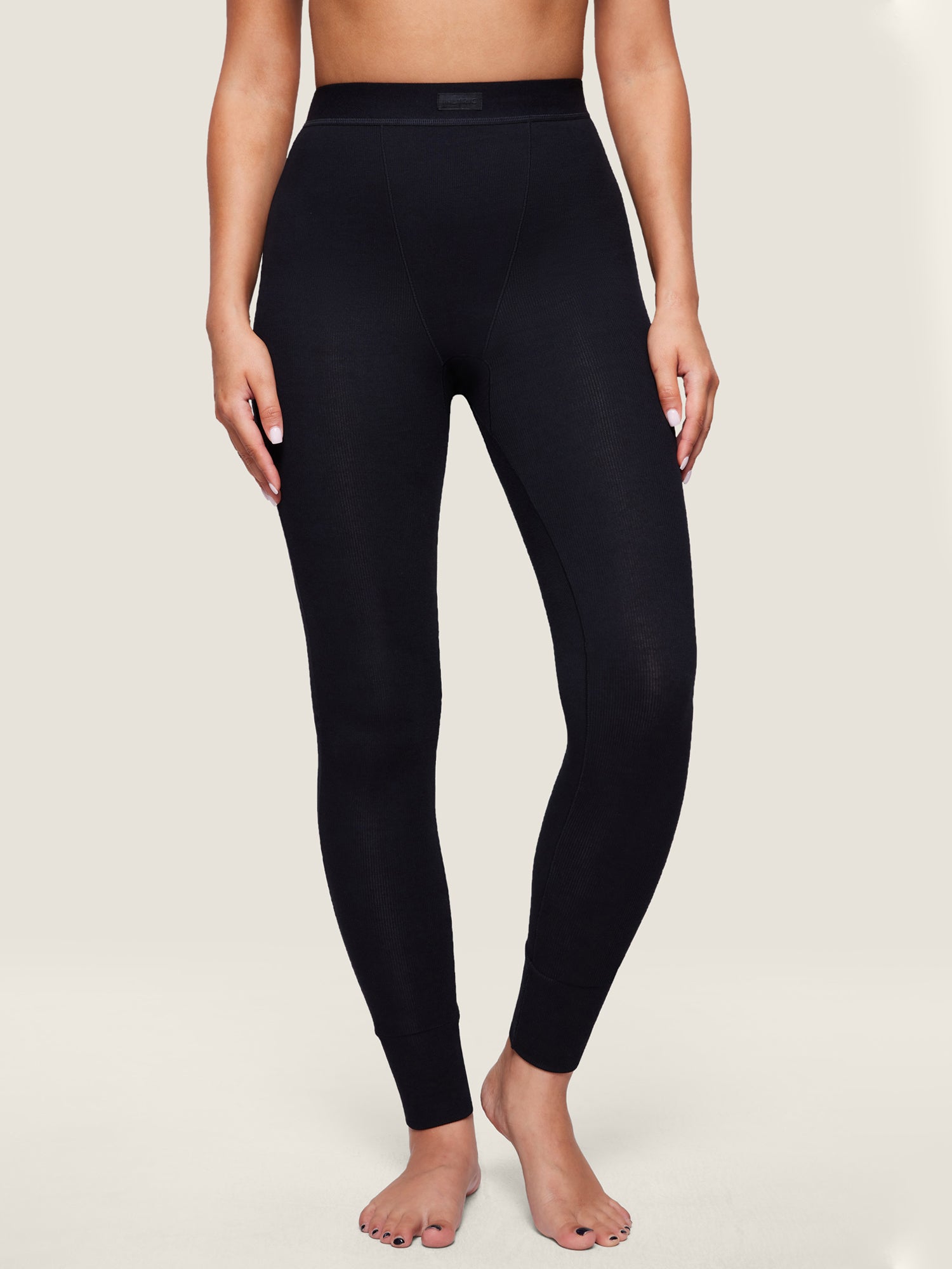 Cotton Rib High Waisted Legging Black