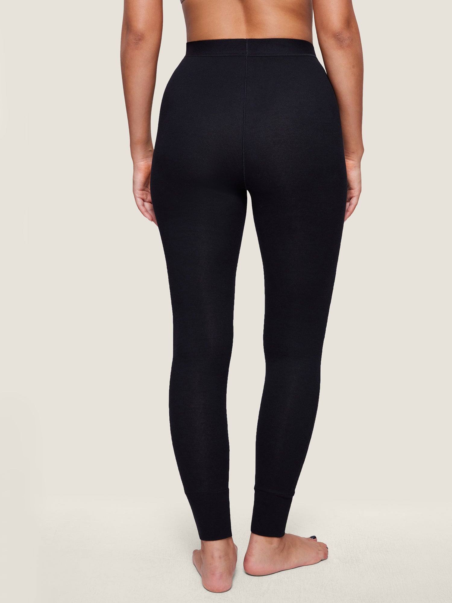 Cotton Rib High Waisted Legging Black