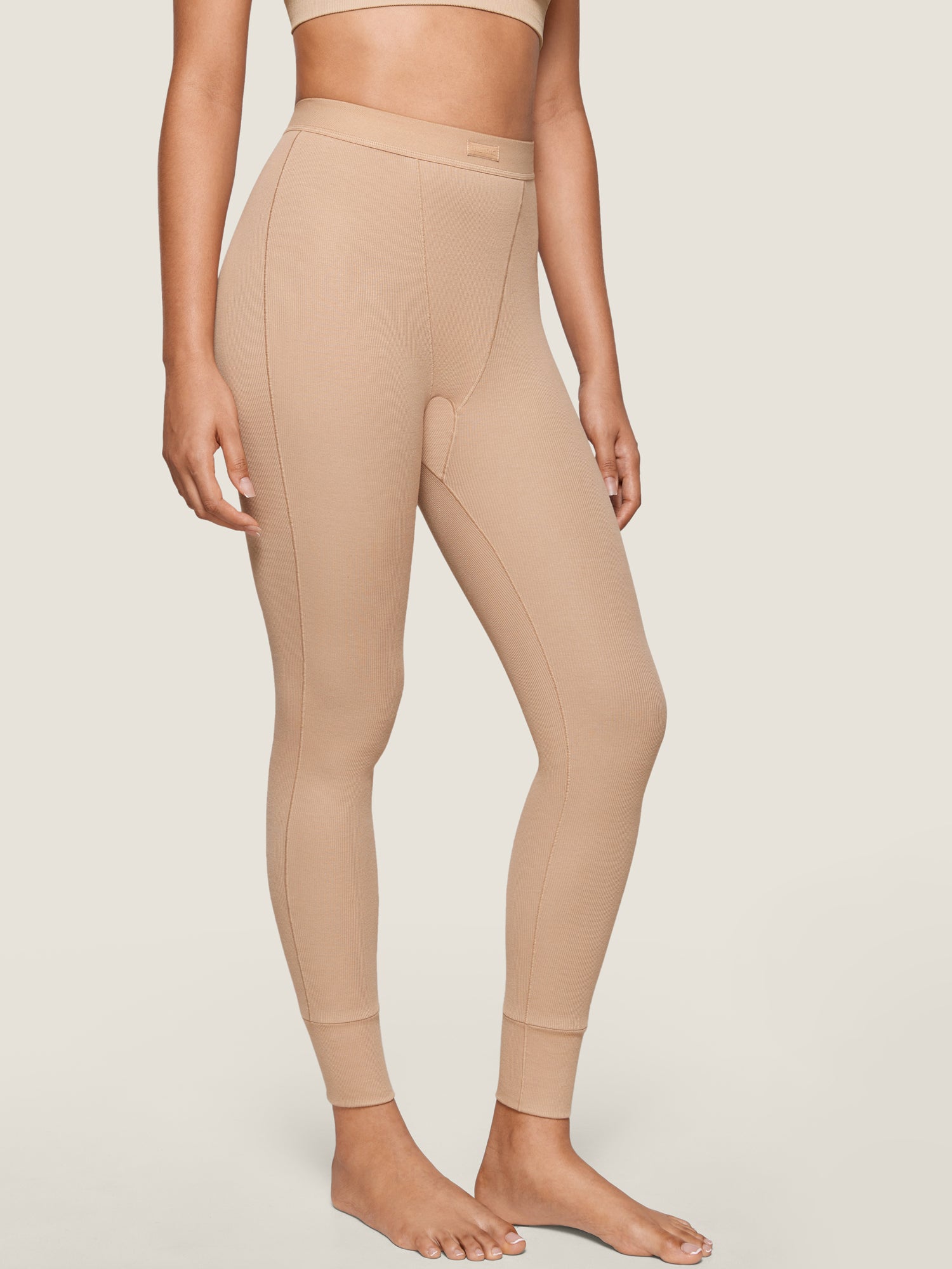 Cotton Rib High Waisted Legging Natural