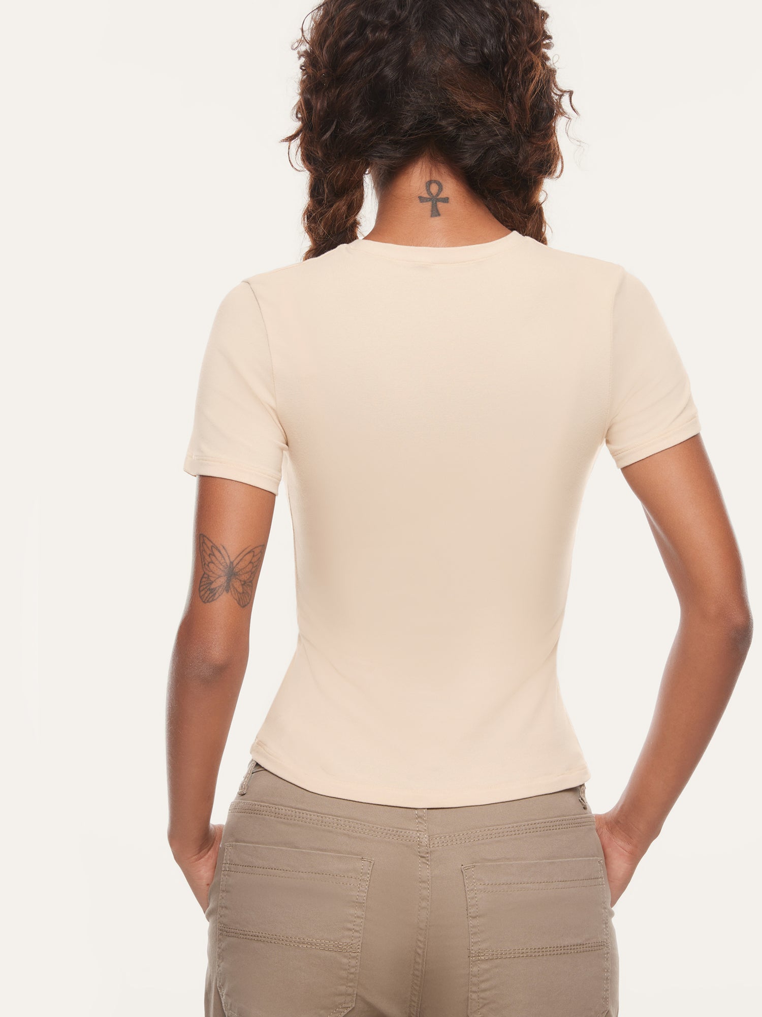 Basic Cotton Casual Crew Neck Tees White Opal