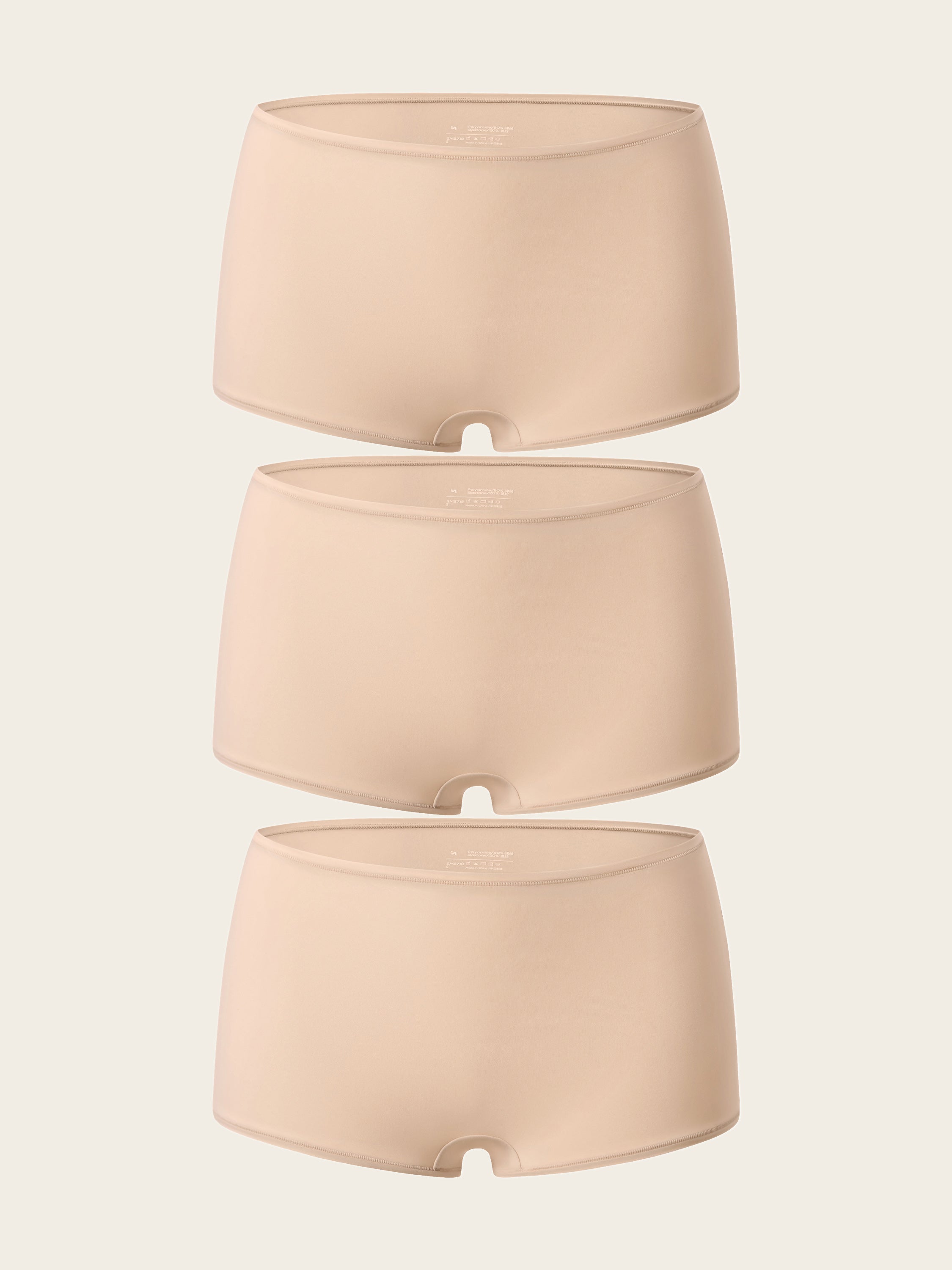 Inbarely® Soft Mid Waist Boy Shorts 3 Pack Beige (3pack)