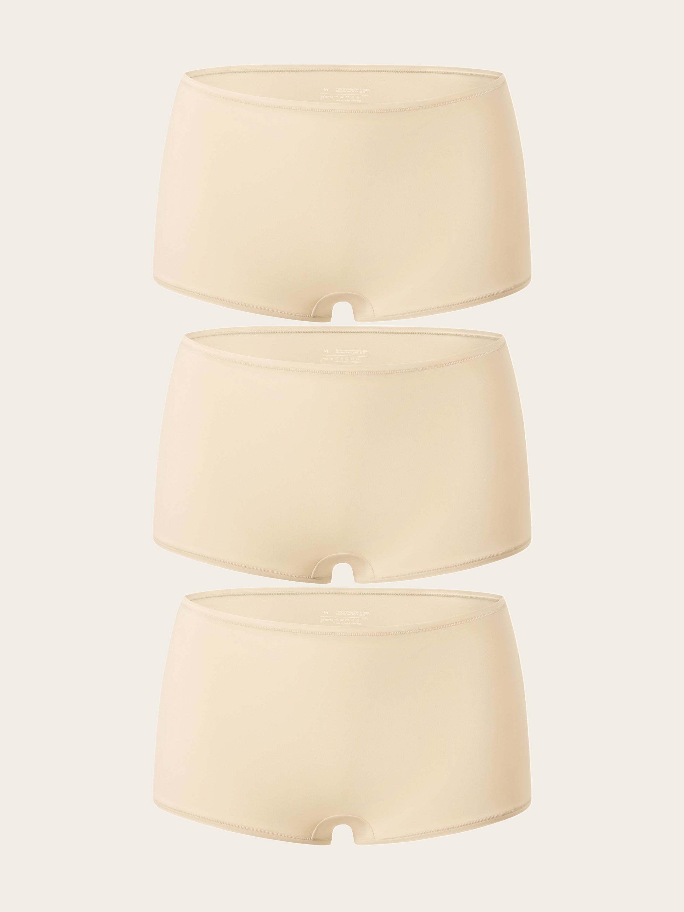 Inbarely® Soft Mid Waist Boy Shorts 3 Pack Light Oatmeal (3pack)