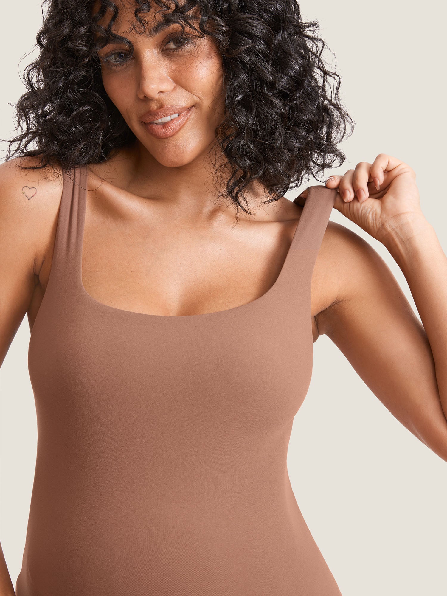 Inbarely® Square Neck Maternity Tank Top Earth Brown