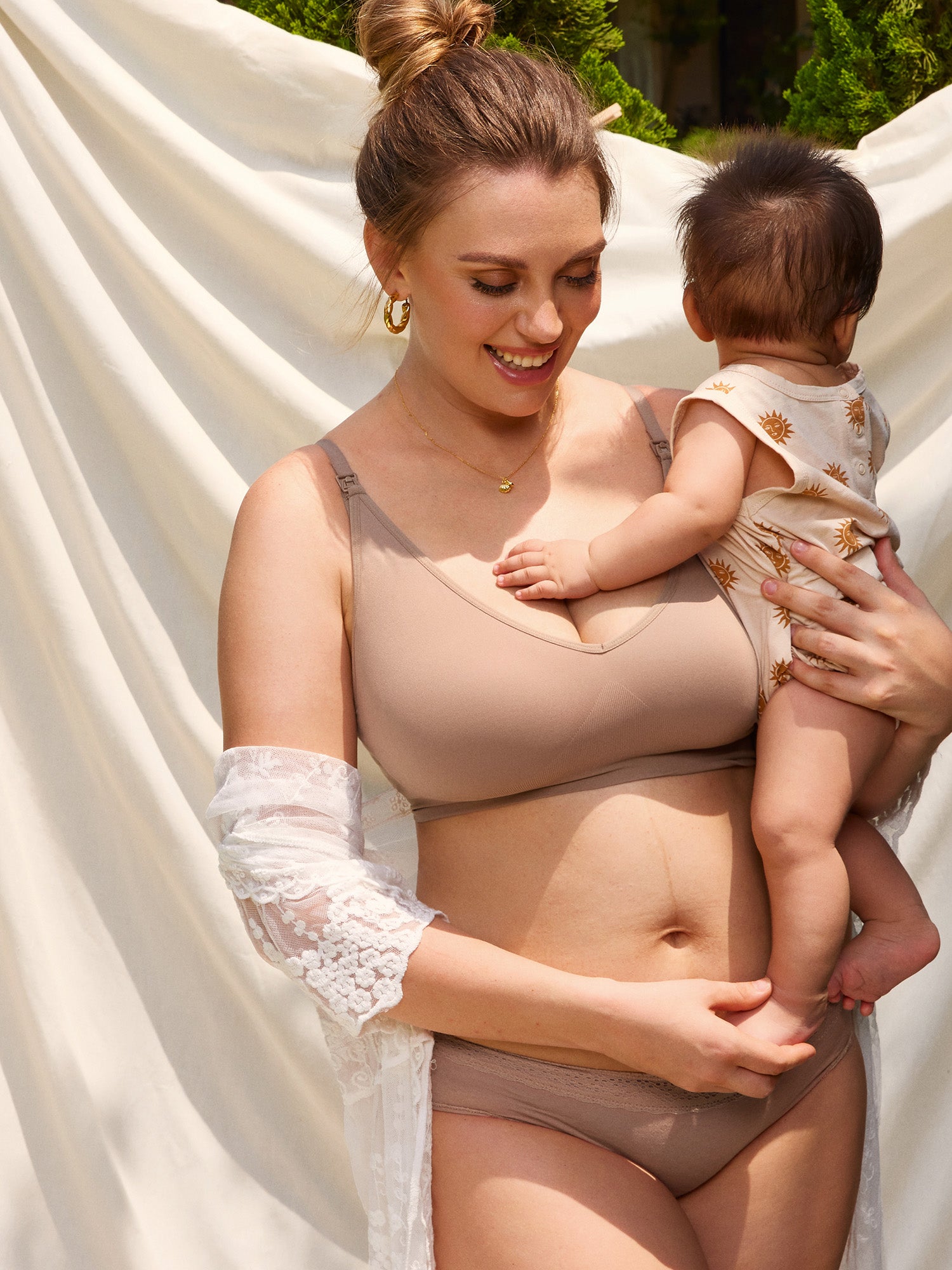 Seamless Soft Knit Nursing Bra Cocoa Beige