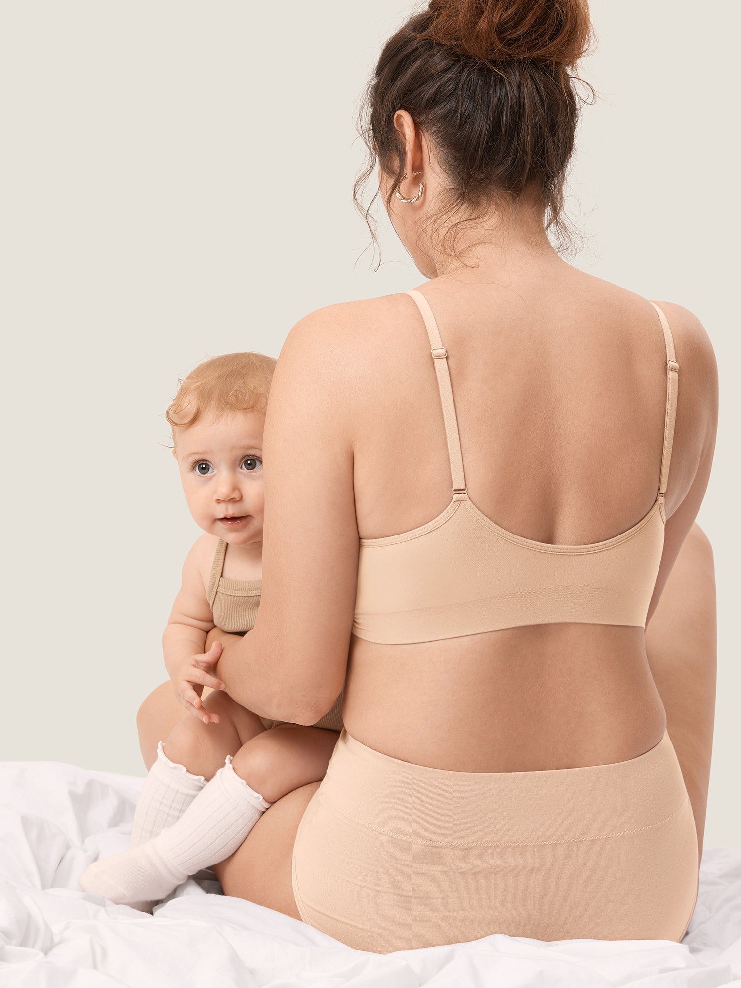 Seamless Soft Knit Nursing Bra Beige