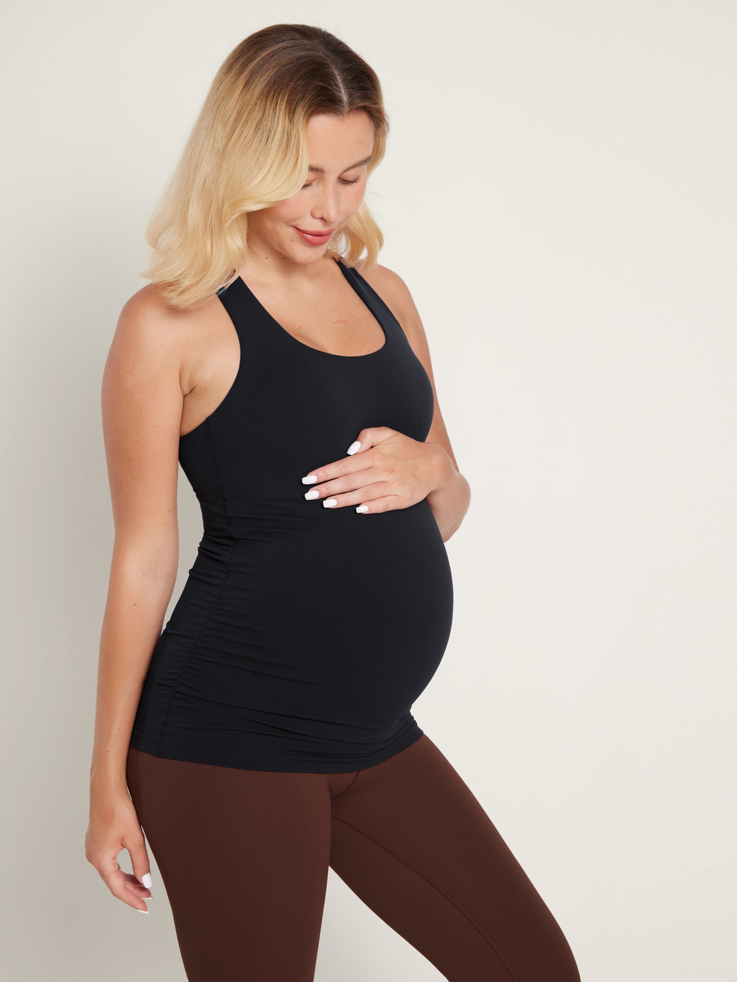 Natrelax® Racerback Maternity Tank - Ruched Sides Black