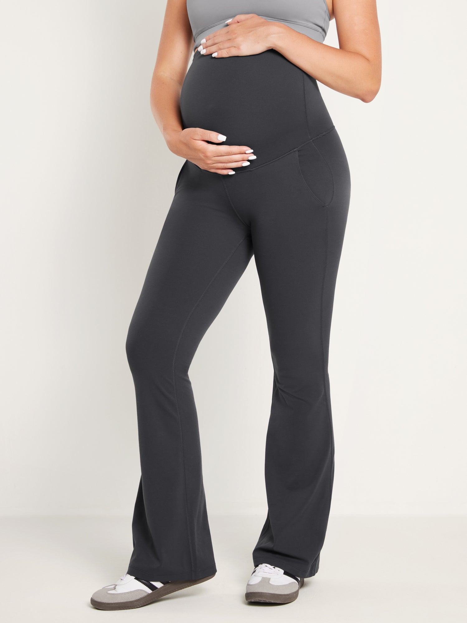 Natrelax® Maternity Flare Leggings 31" - With Pockets Mysterious Grey