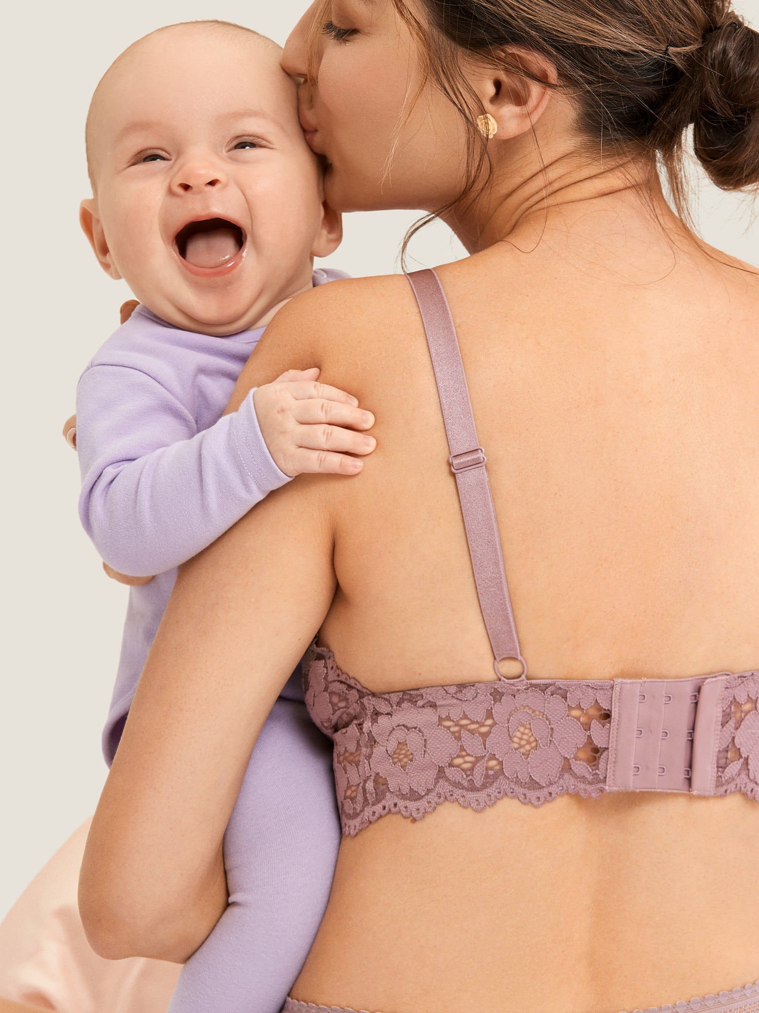 Lace Plunge Nursing Bralette Rose Brown