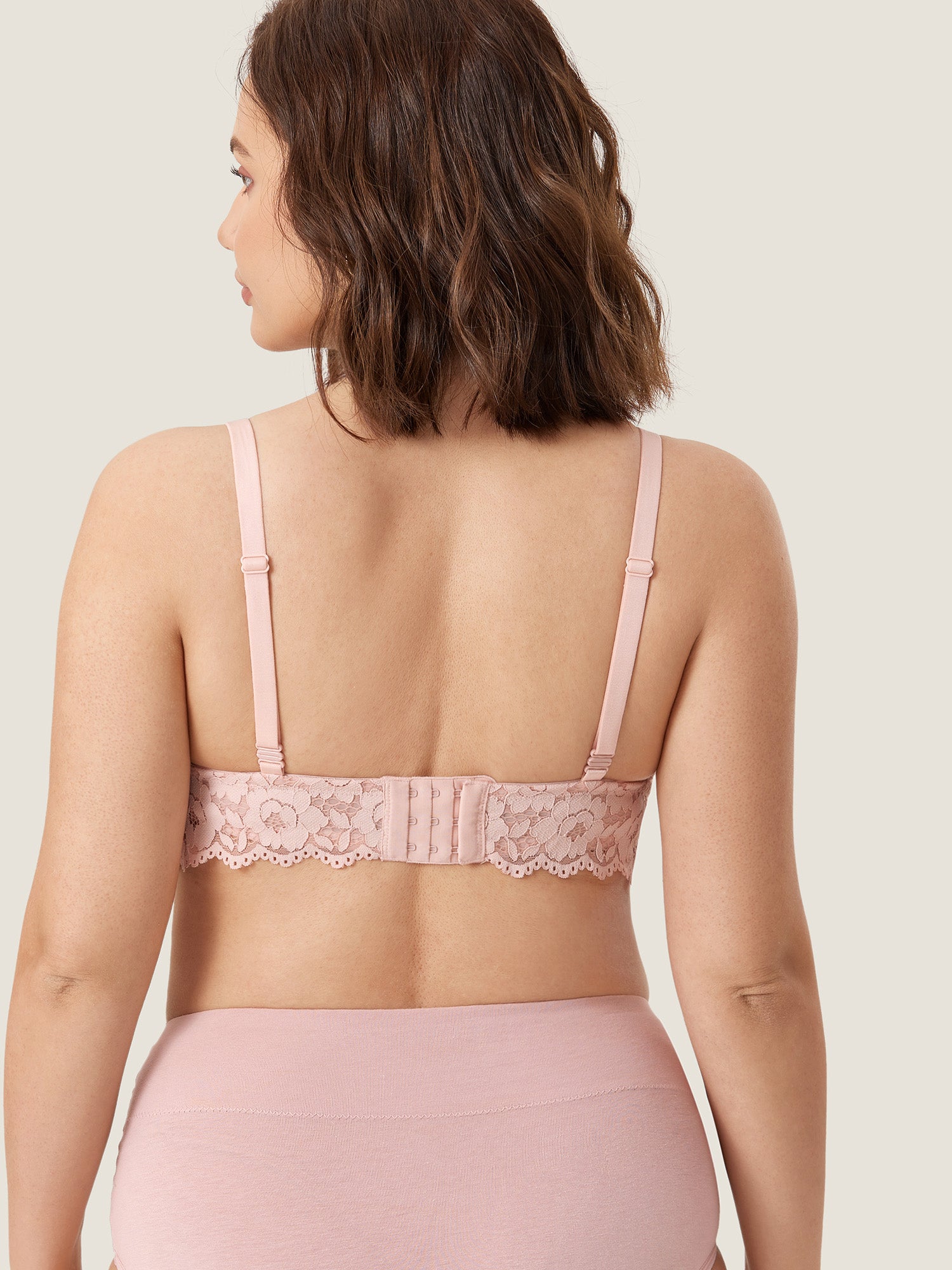 More Coverage Lace Plunge Nursing Bralette Gentle Rose