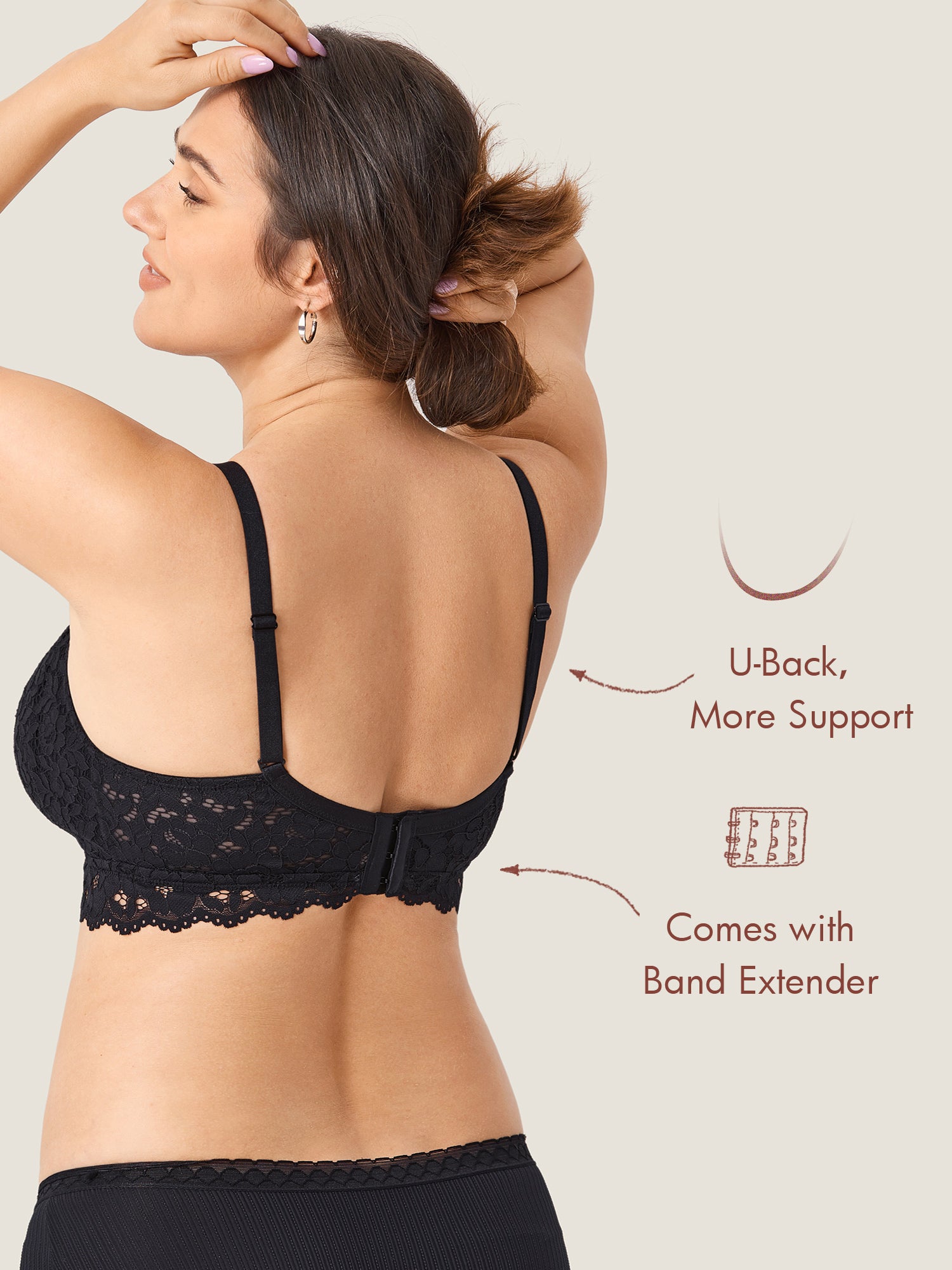 More Support Lace Nursing Bralette Black