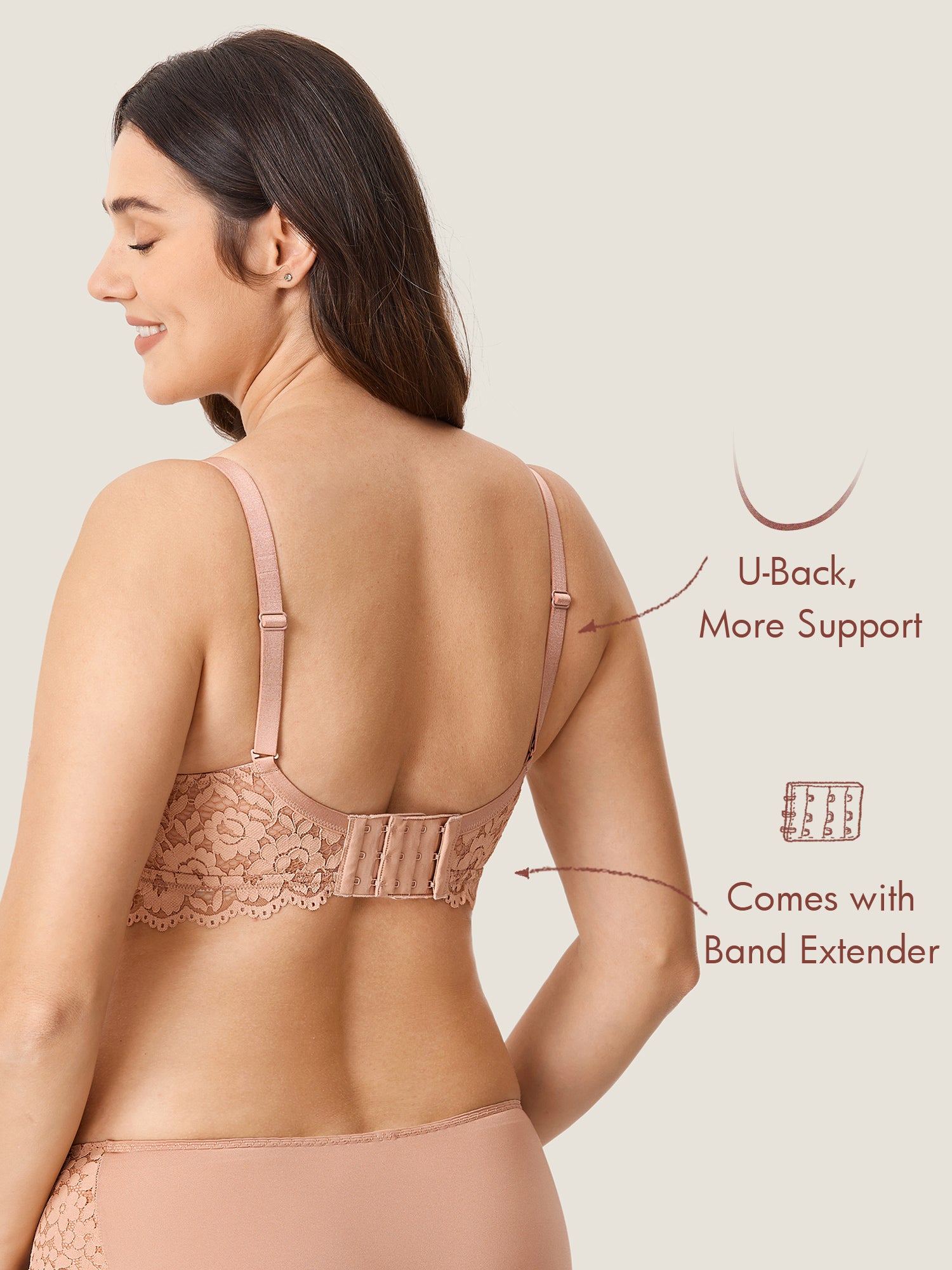 More Support Lace Nursing Bralette Cream Coffee