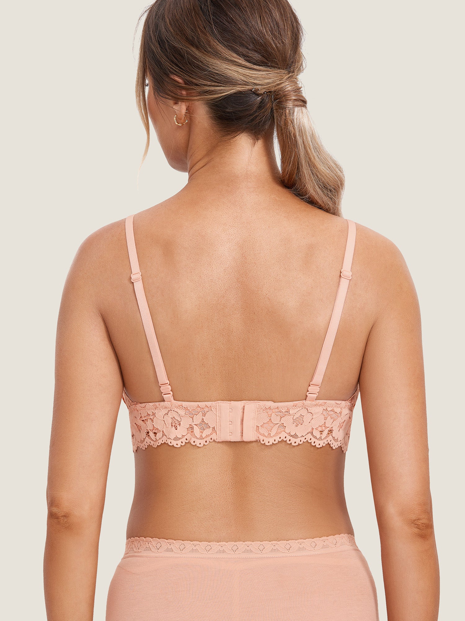 More Coverage Lace Plunge Nursing Bralette Grapefruit Orange